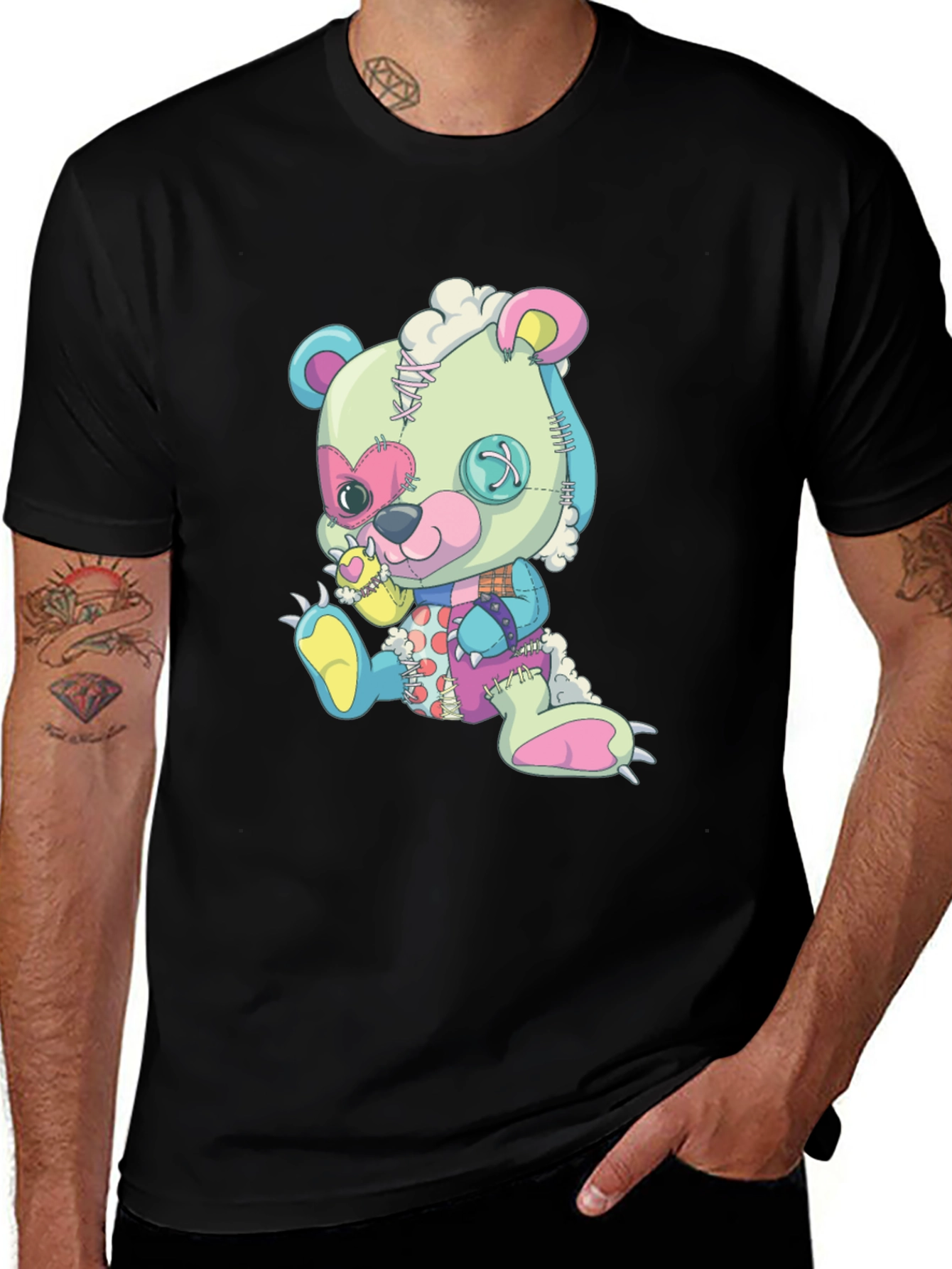 Cartoon Teddy Bear Graphic T-Shirt