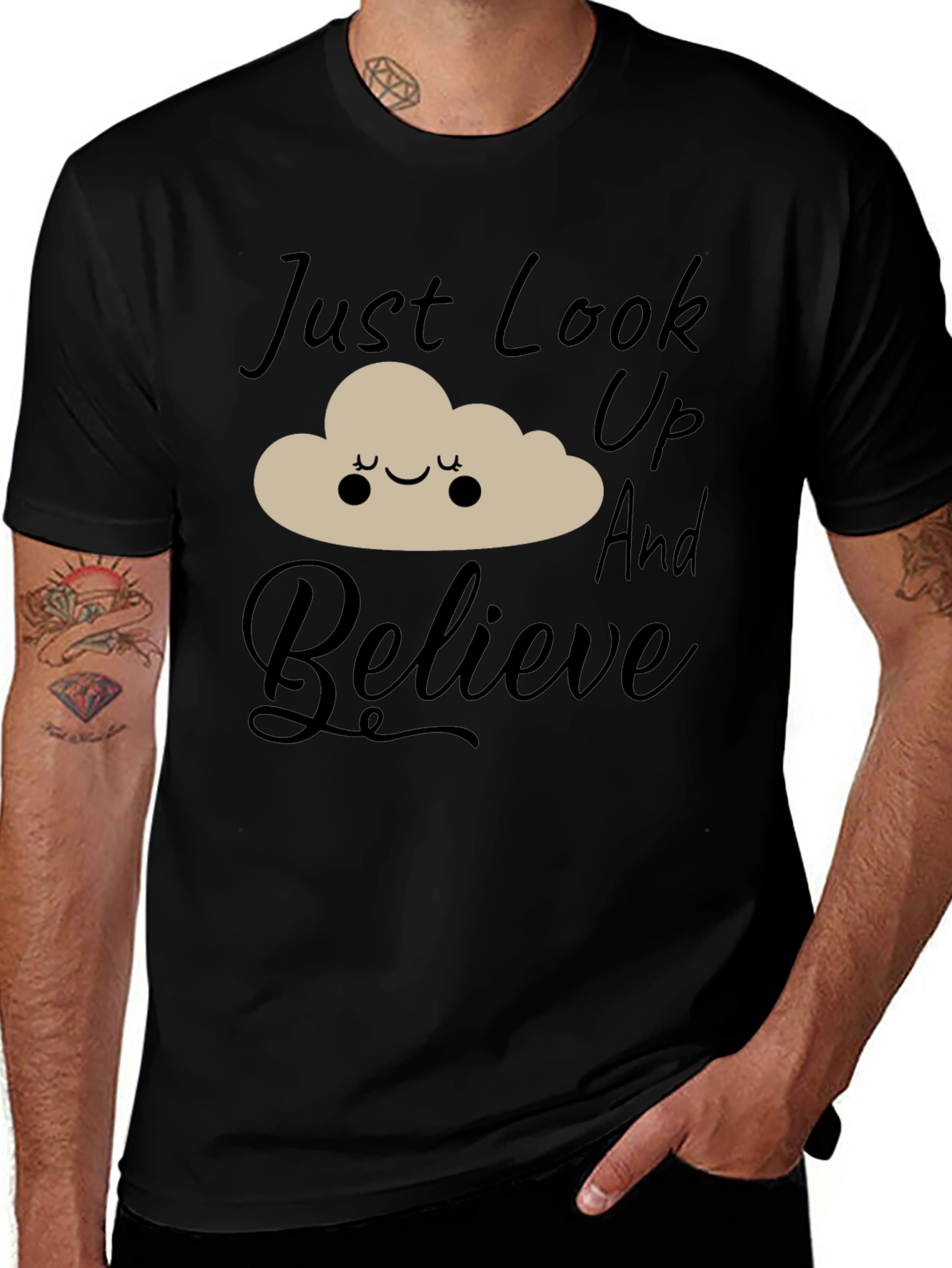 Variant 21 of Just Look Up And Believe T-Shirt - Black