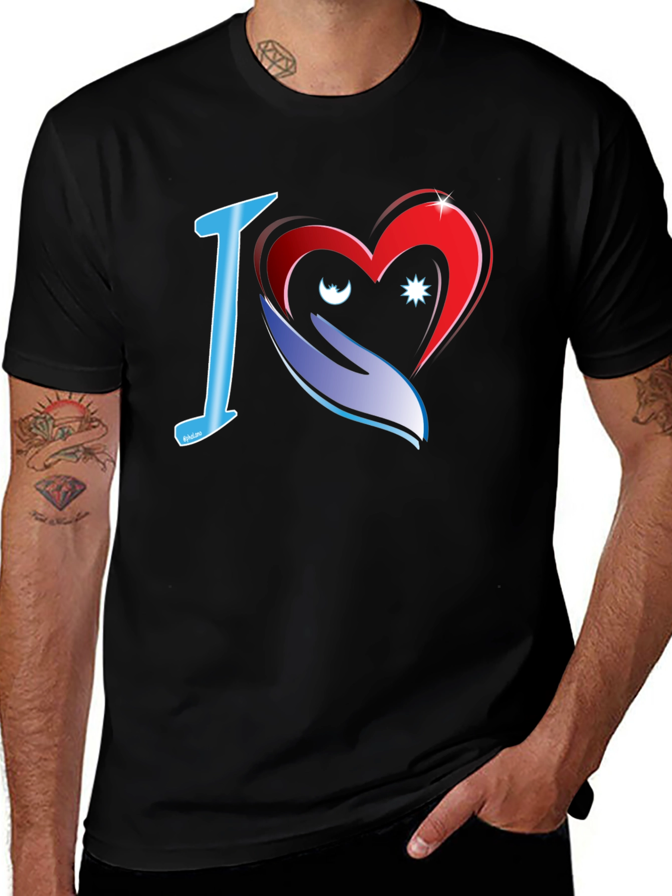Variant 8 of I Love Heart Graphic Black T-Shirt