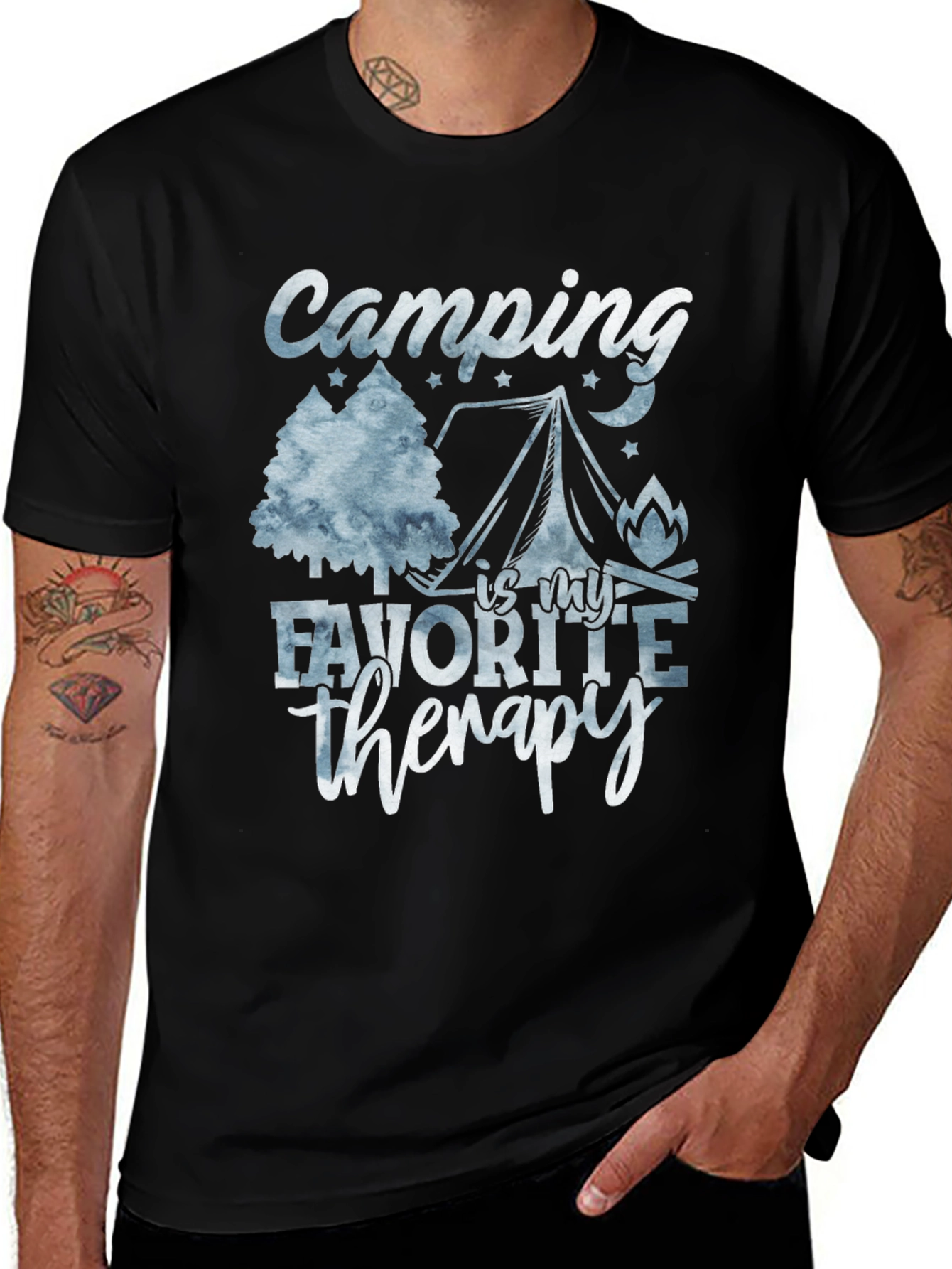 Black Camping Is My Therapy Graphic T-Shirt main image
