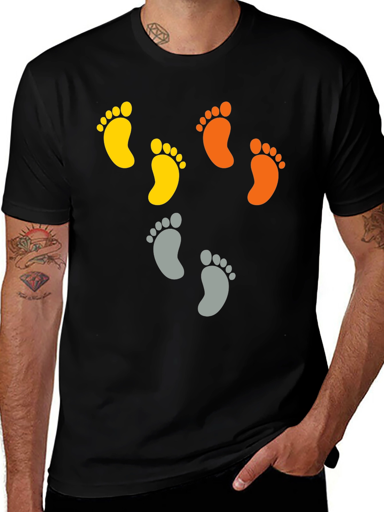 Variant 25 of Footprint Design Black Cotton Tee