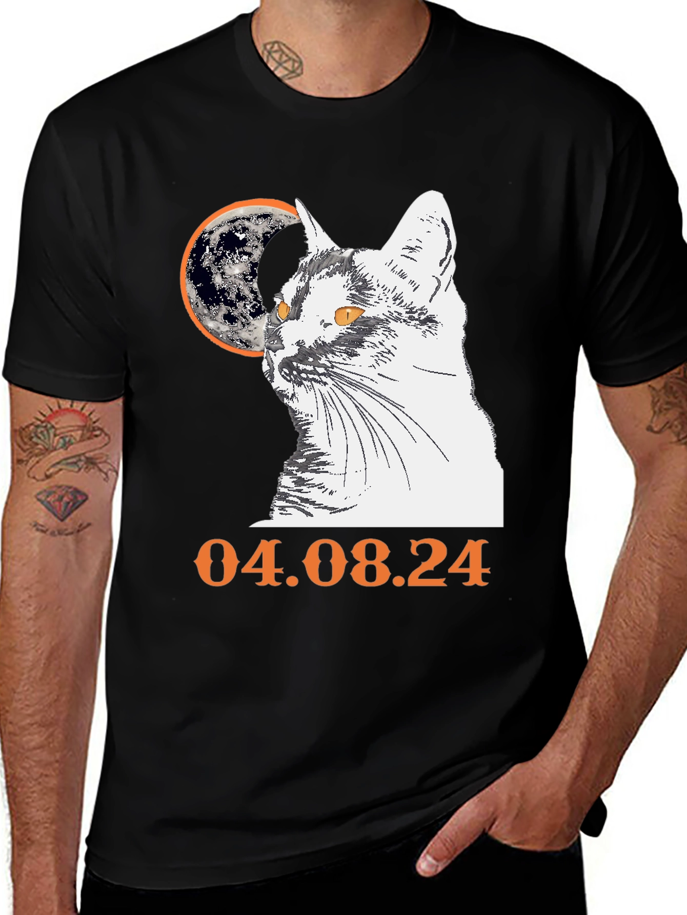 Variant 14 of Cat and Moon Graphic Tee - 04.08.24 Design