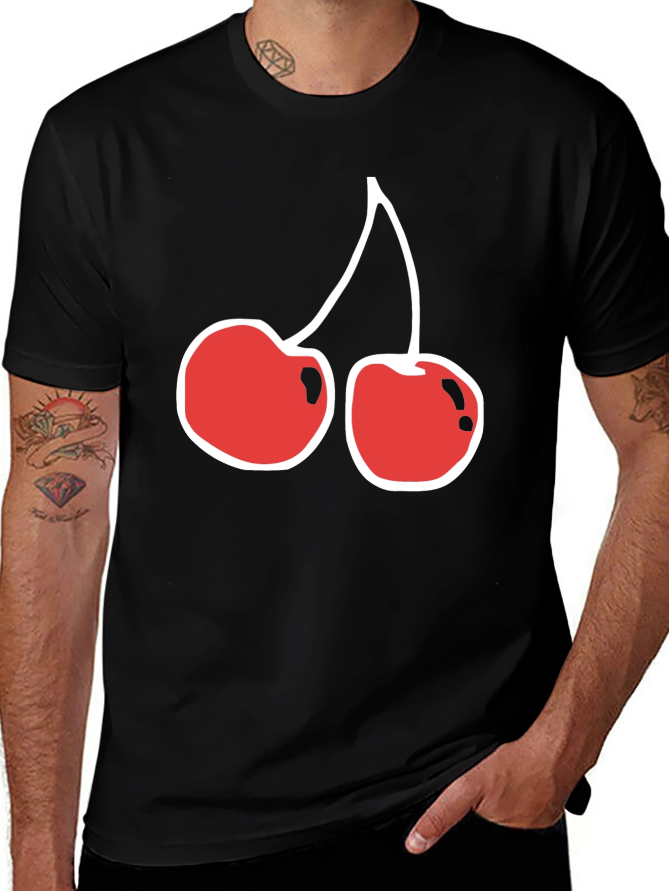 Variant 26 of Cherry Graphic Black T-Shirt - Stylish Casual Wear