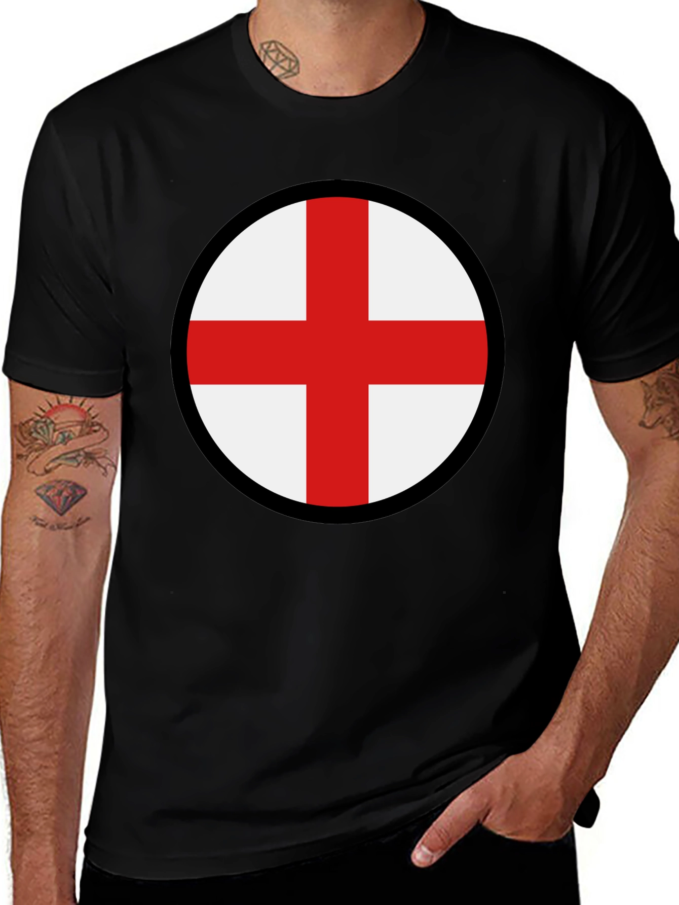 England Flag Graphic Tee - Black Cotton Blend