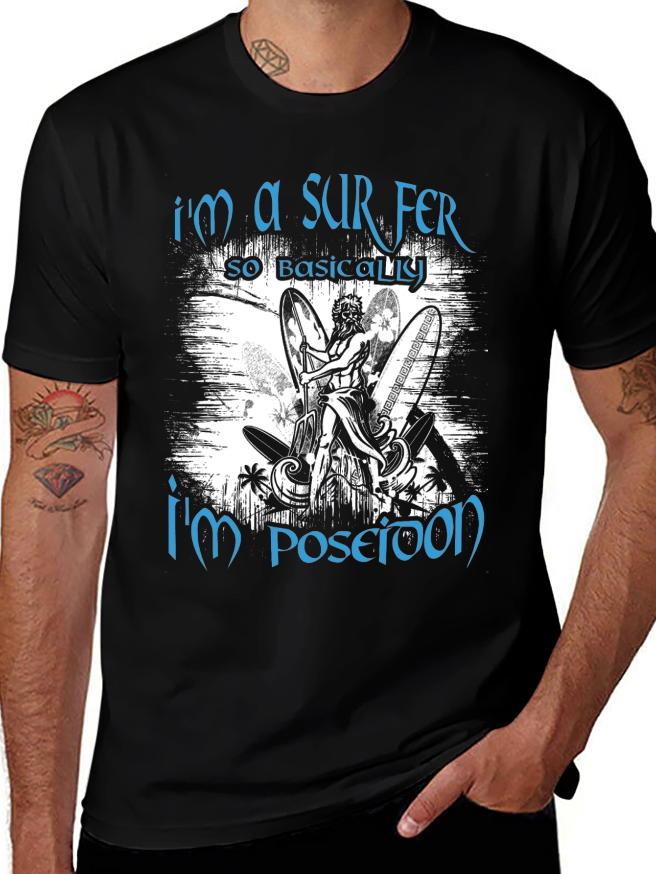 Variant 24 of Surfer Poseidon Black Graphic Tee