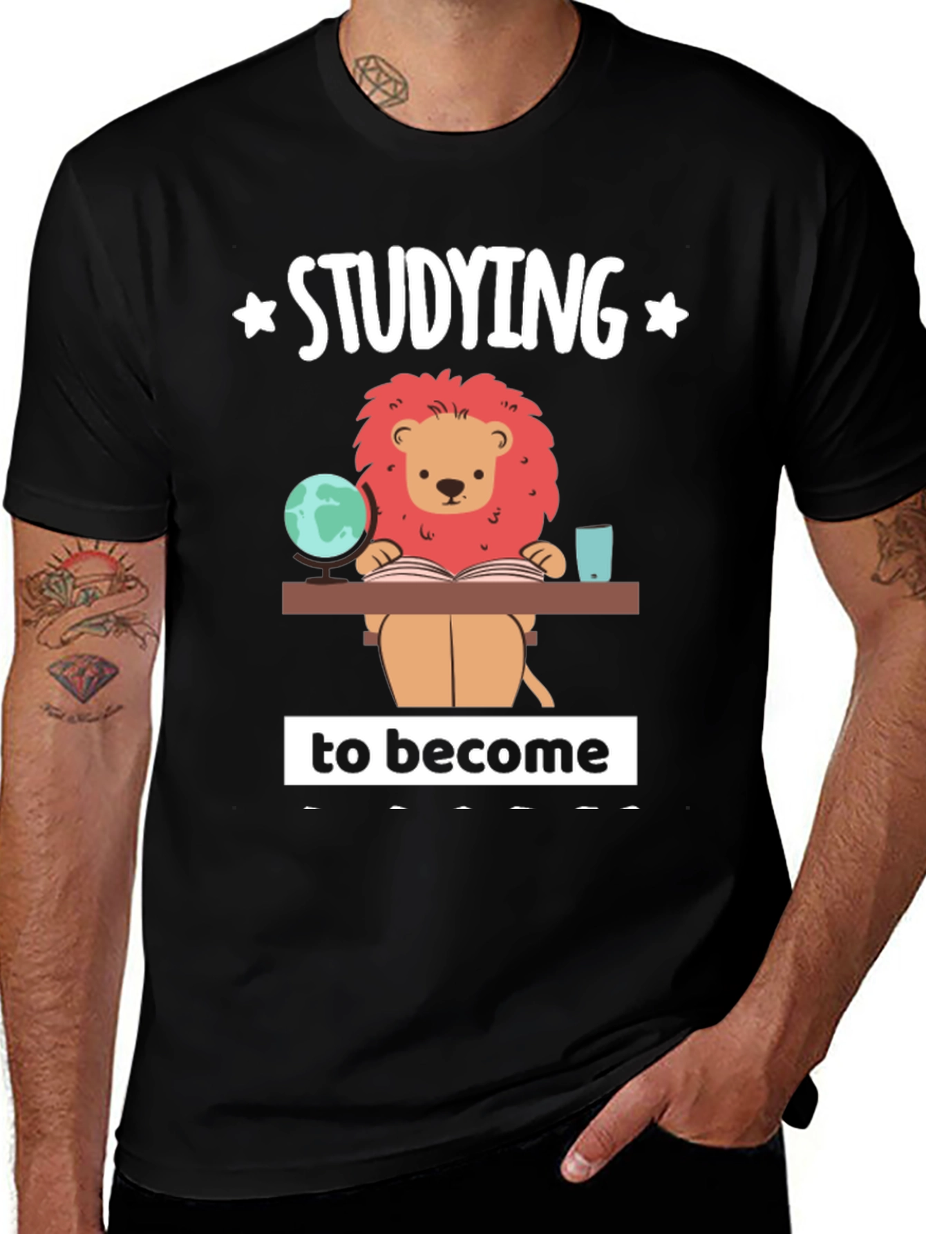 Variant 16 of Studying Lion Graphic T-Shirt