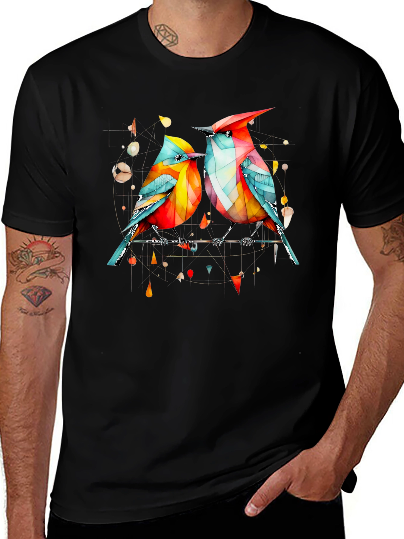 Variant 8 of Abstract Bird Art Men's Black T-Shirt