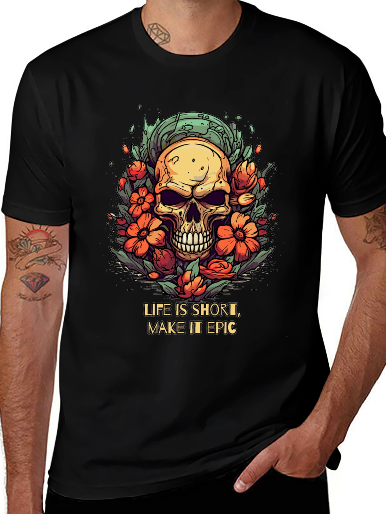 Variant 6 of Life is Short, Make It Epic - Skull Graphic T-Shirt