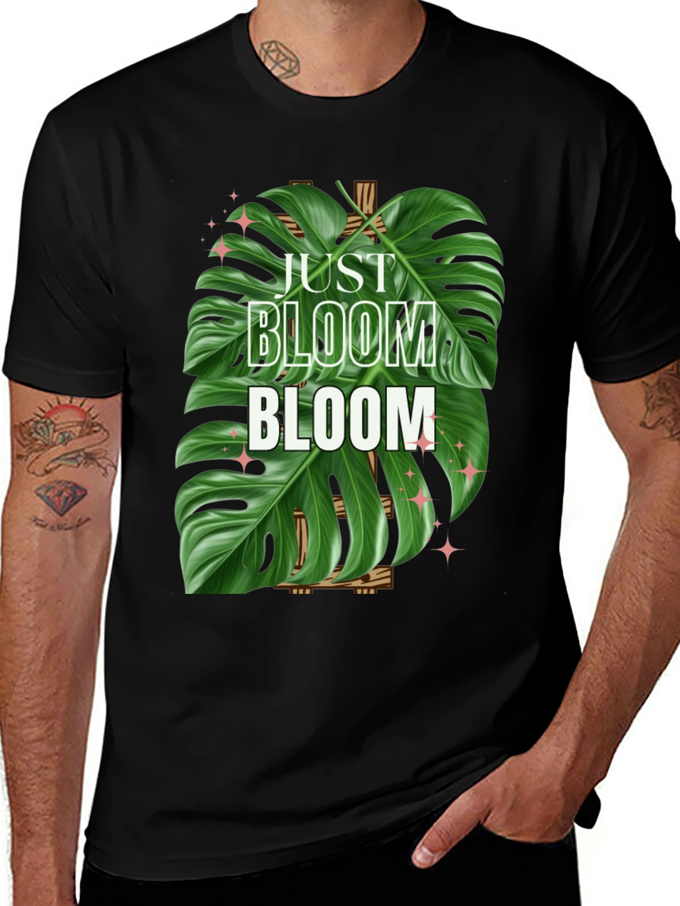 Just Bloom T-Shirt - Tropical Monstera Leaf Design