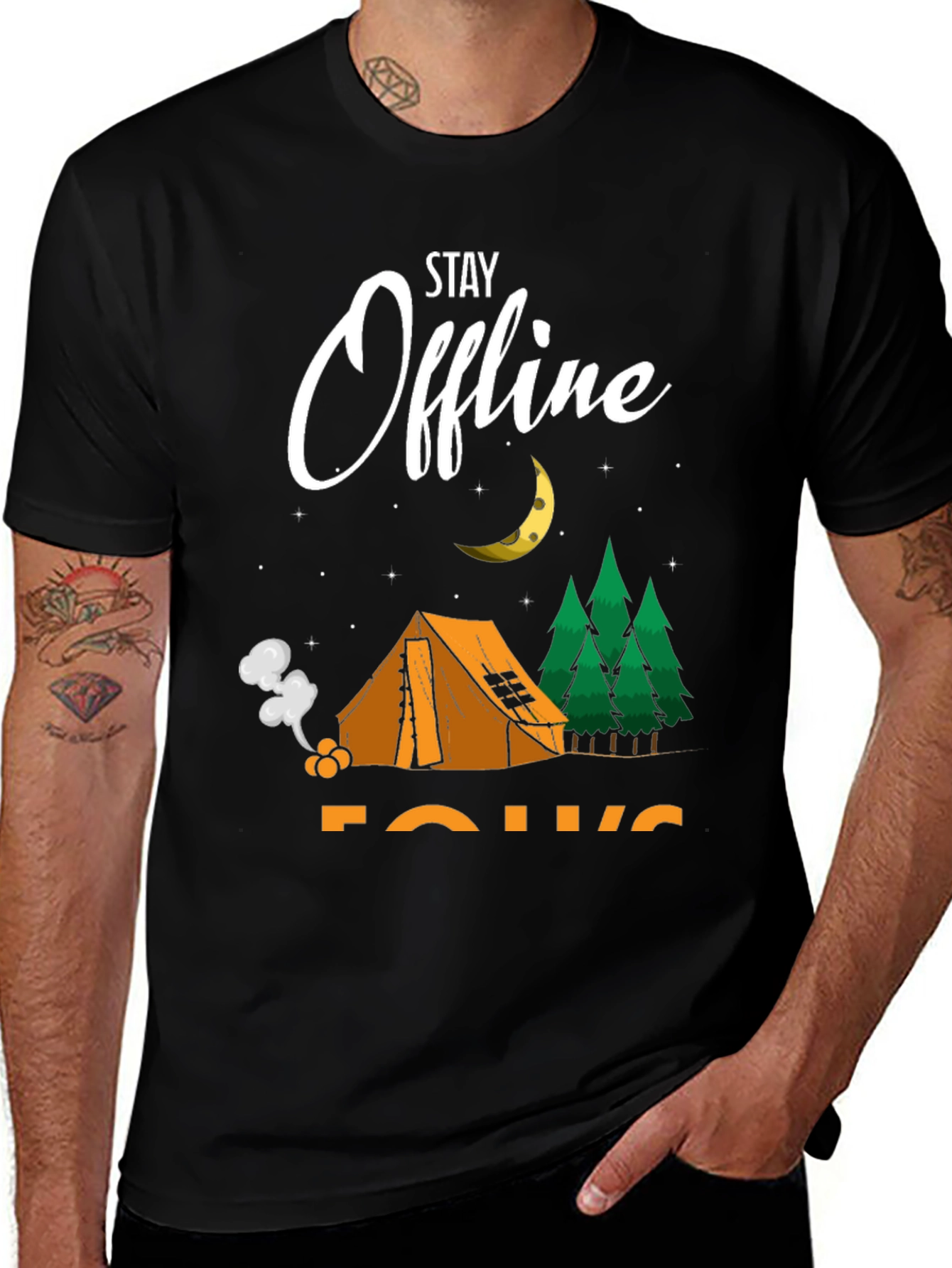 Variant 20 of Stay Offline Camping Graphic Tee - Nature Lover Shirt