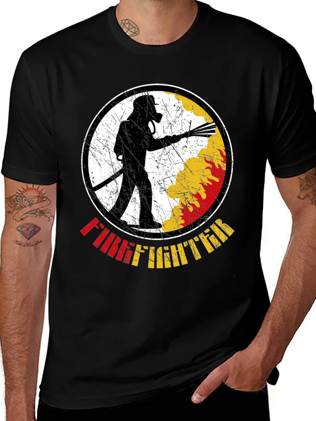 Variant 21 of Firefighter Graphic T-Shirt - Black