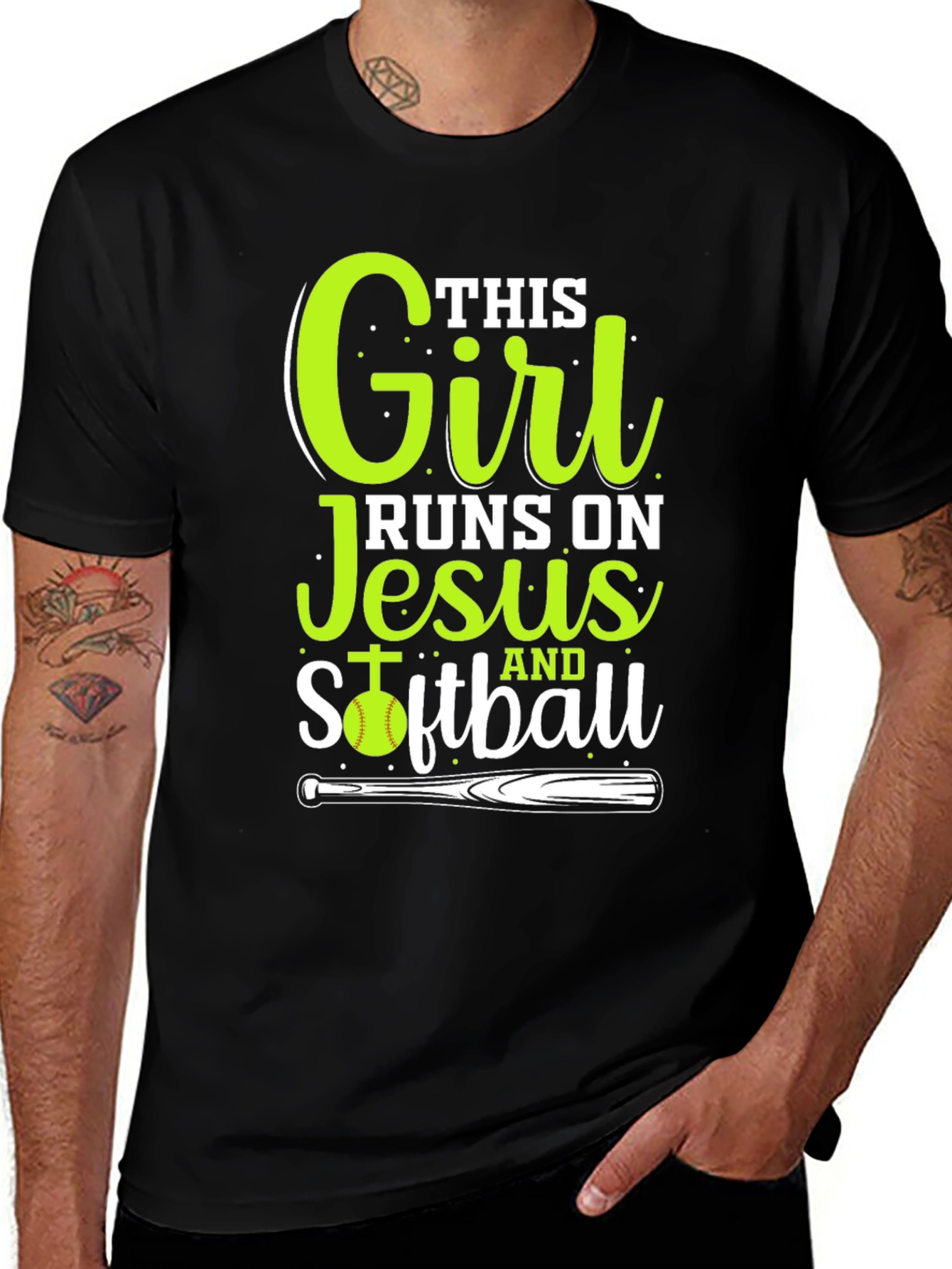 Variant 5 of This Girl Runs on Jesus and Softball T-Shirt