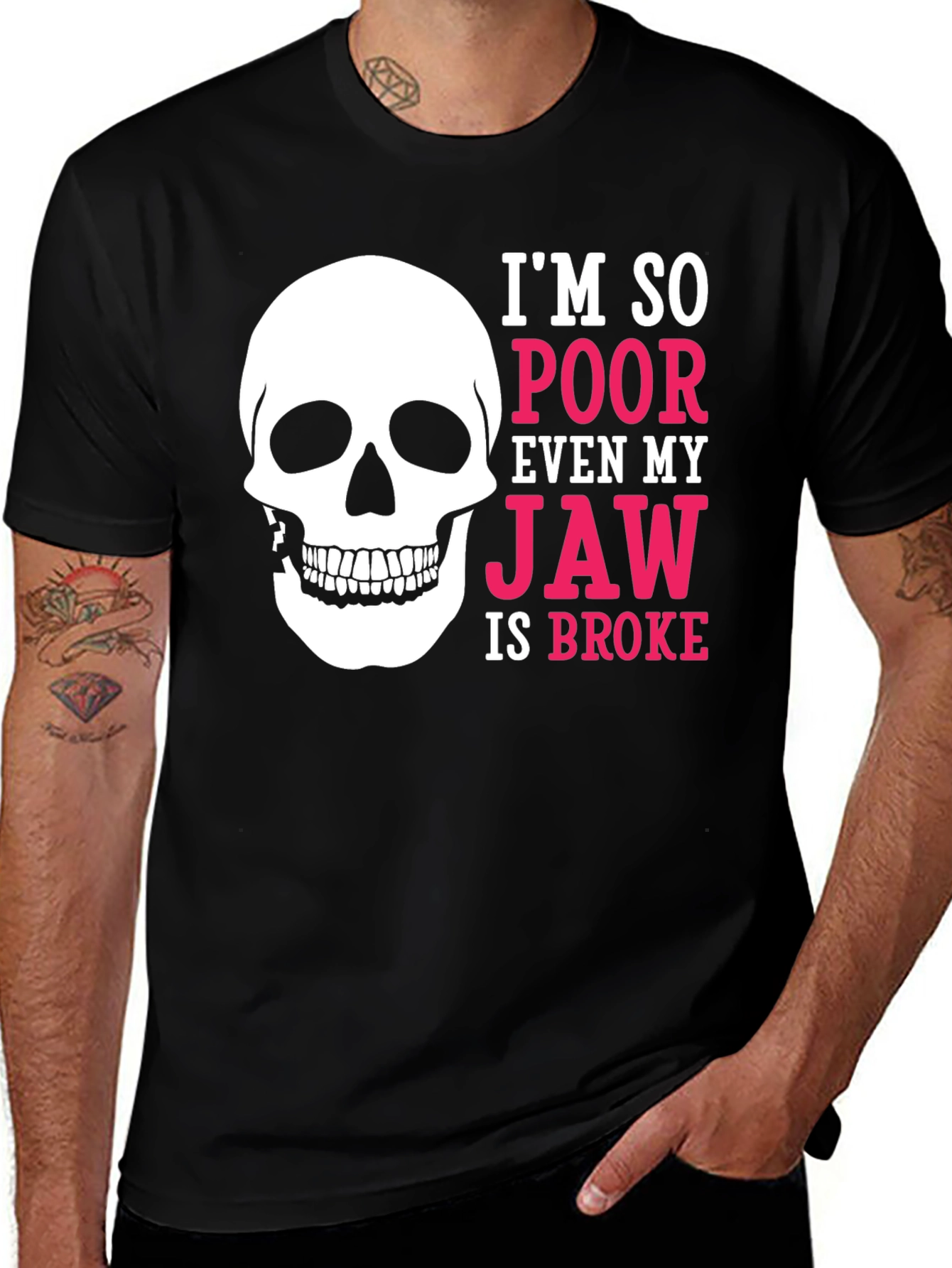 Variant 6 of Poor Broke Jaw Skull Graphic T-Shirt