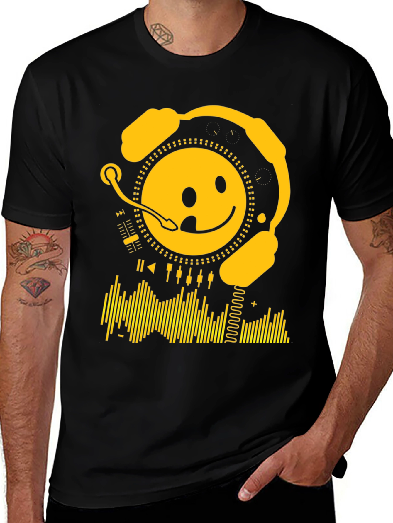 Variant 10 of Smiley DJ Black T-Shirt