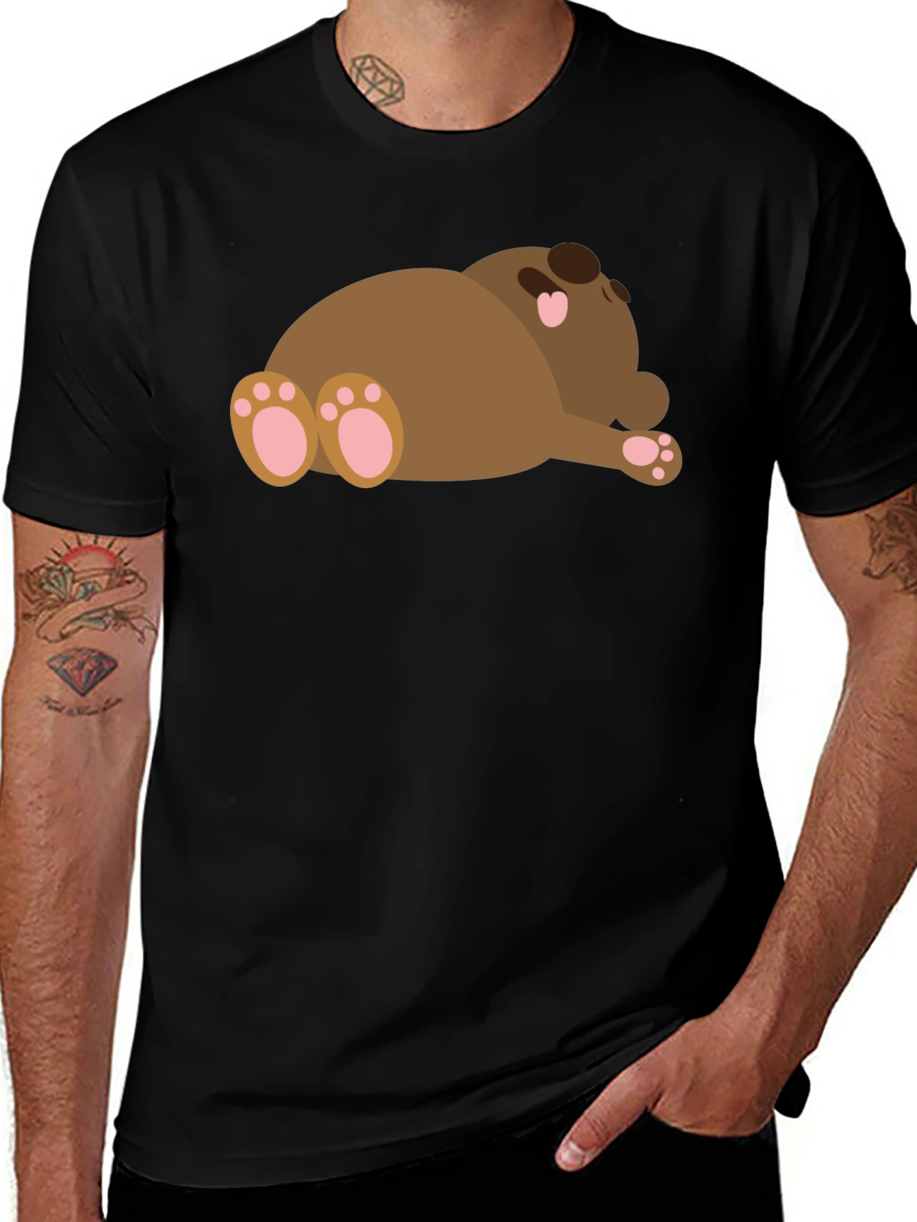 Variant 16 of Cute Sleeping Bear Graphic T-Shirt - Black
