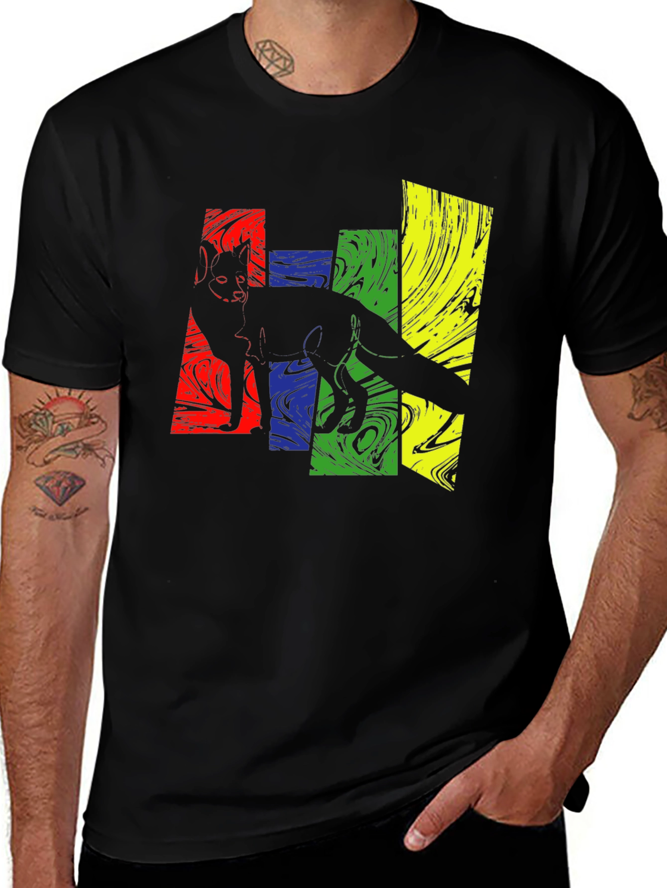 Variant 9 of Colorful Fox Graphic T-Shirt - Black Unisex Tee