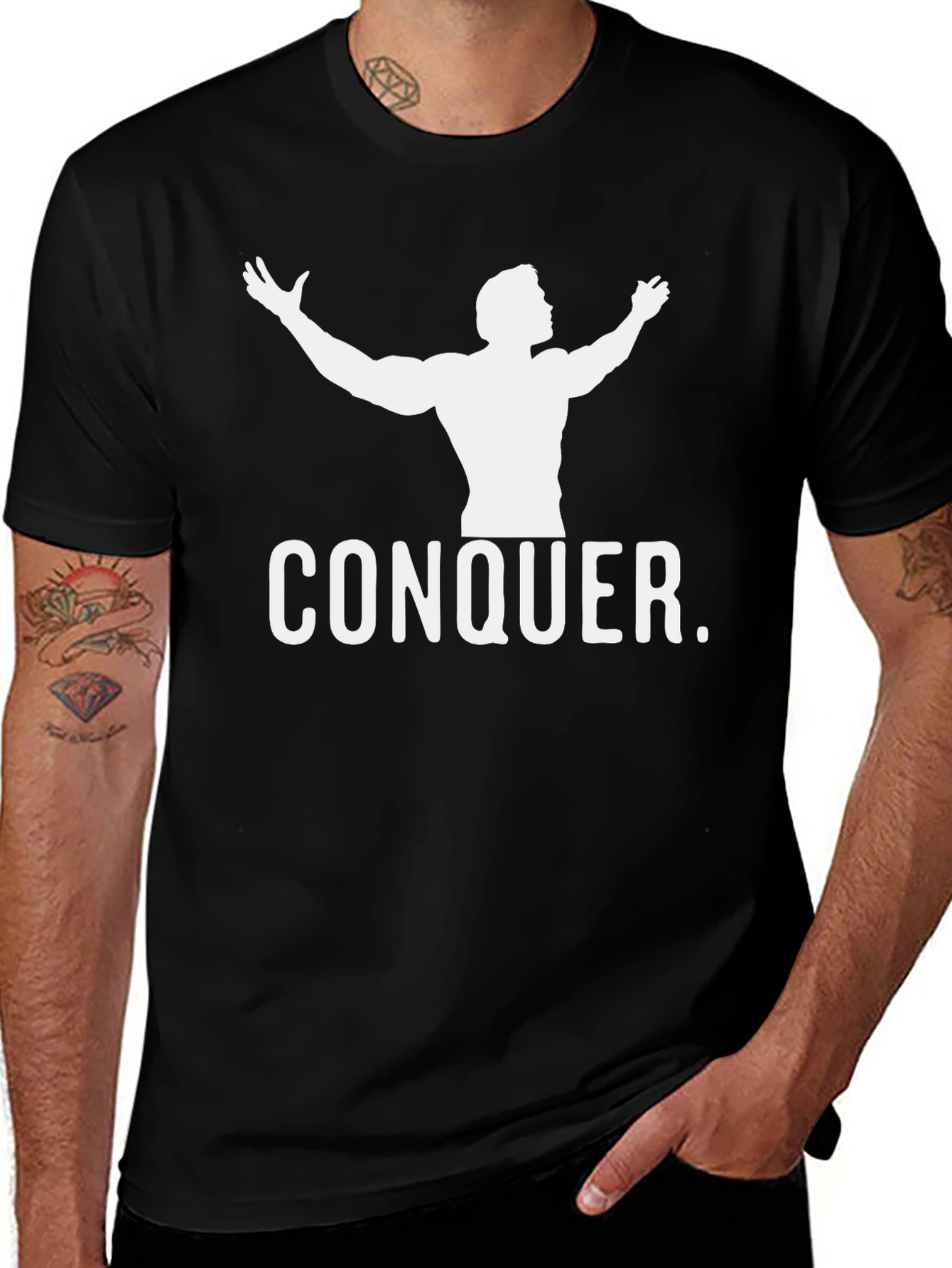 Variant 10 of Conquer Graphic T-Shirt | Motivational Gym Wear