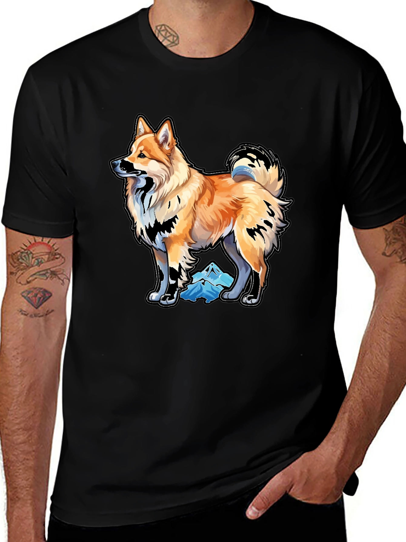 Variant 10 of Dog Graphic T-Shirt - Black Cotton Blend