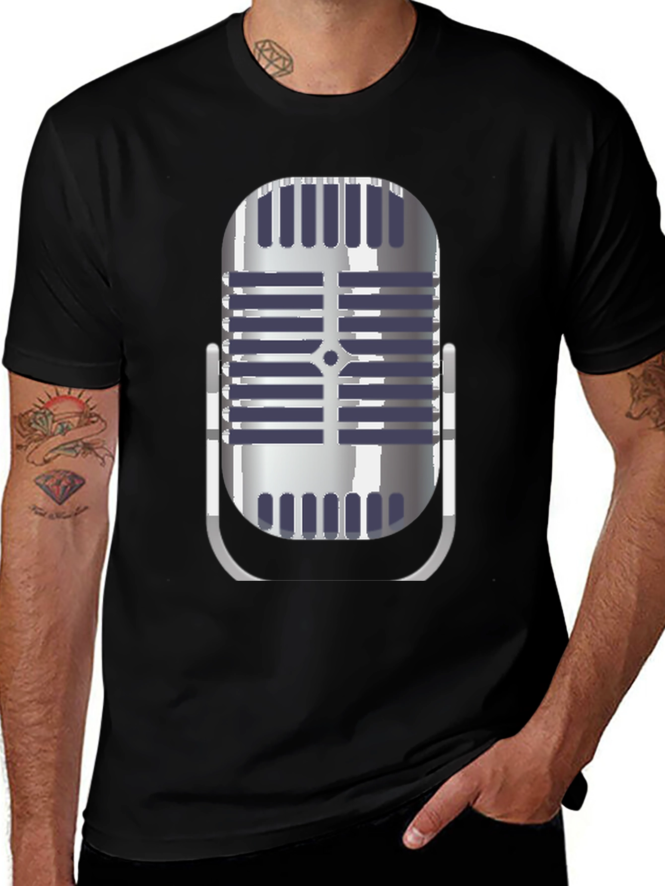 Variant 27 of Retro Microphone Graphic Tee - Classic Vocal Style