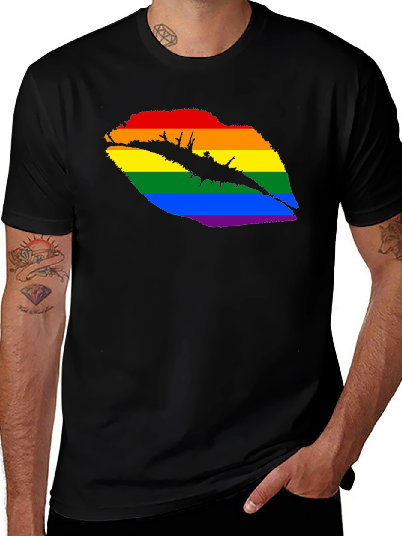 Variant 12 of Pride Lips Graphic Tee - Black Unisex T-Shirt