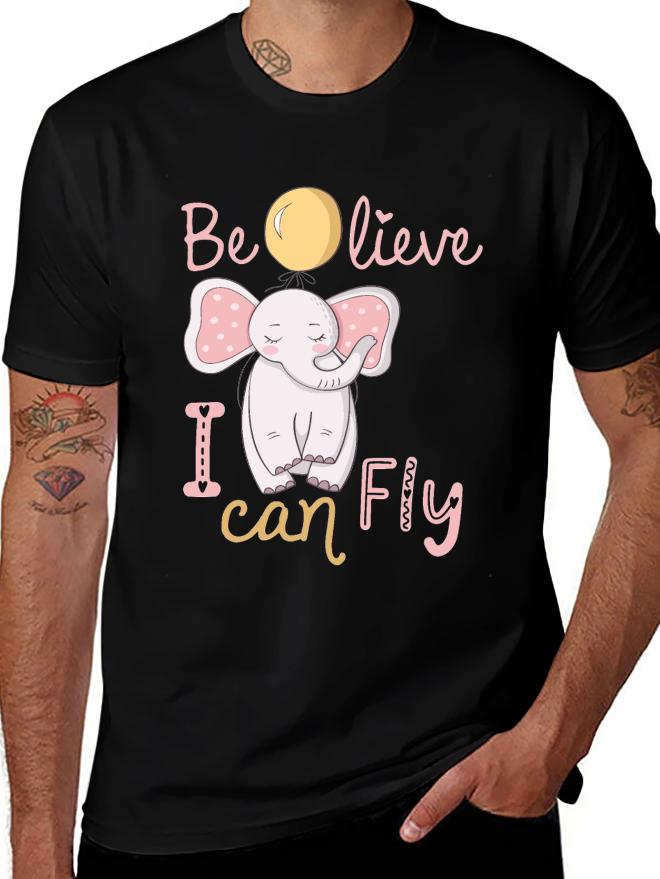 Variant 29 of Believe I Can Fly Elephant Graphic Tee