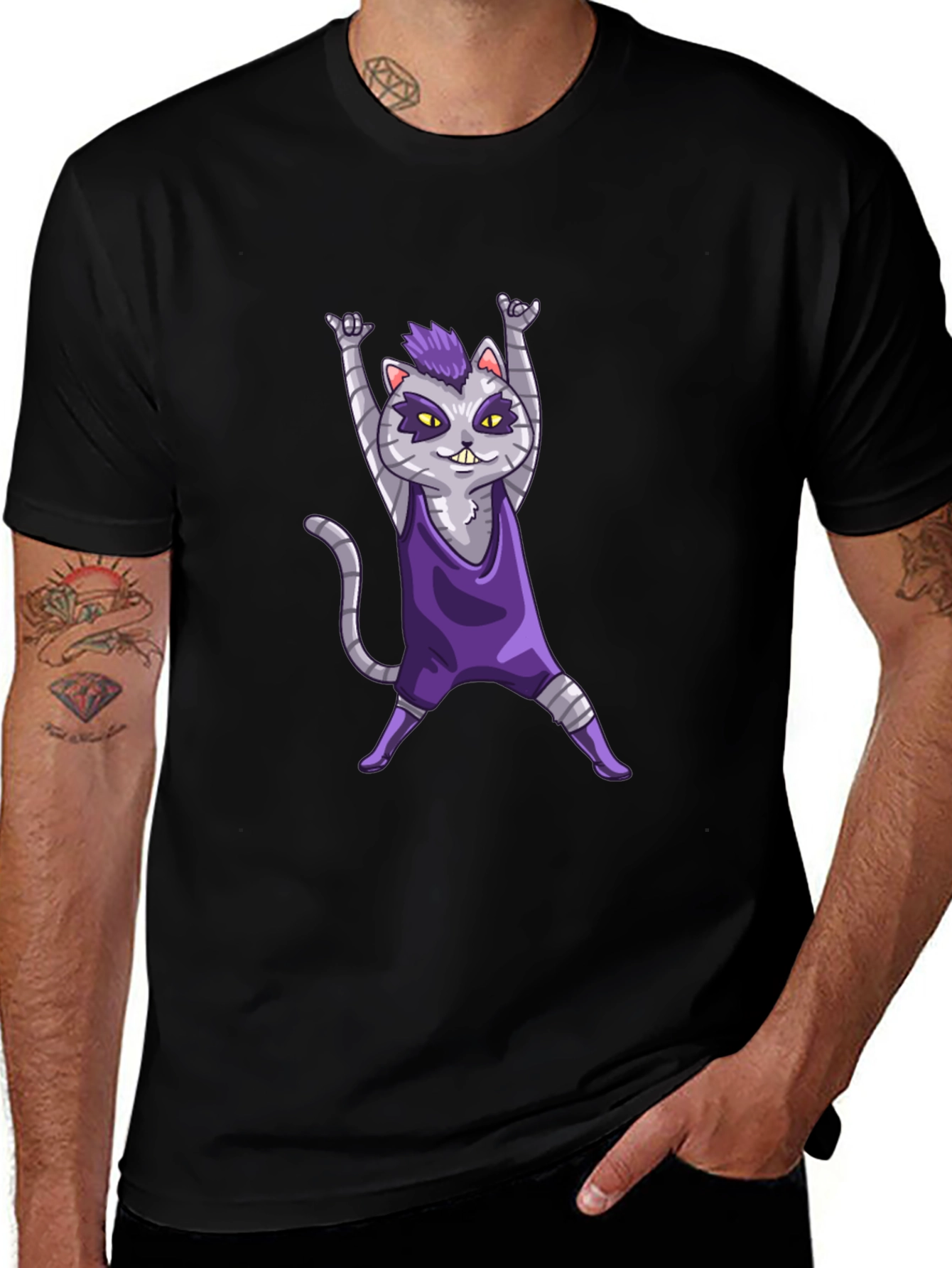 Variant 26 of Rockin' Cat Graphic Tee - Cool Cat Lover T-Shirt