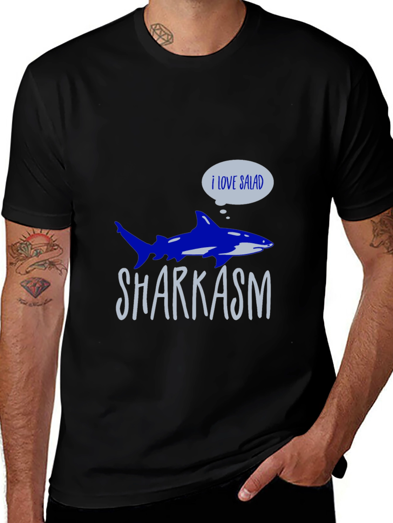 Variant 11 of Sharkasm Funny Shark I Love Salad T-Shirt