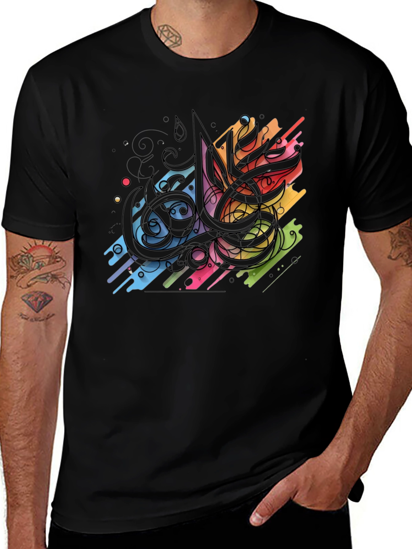 Variant 27 of Abstract Graphic Print Black T-Shirt