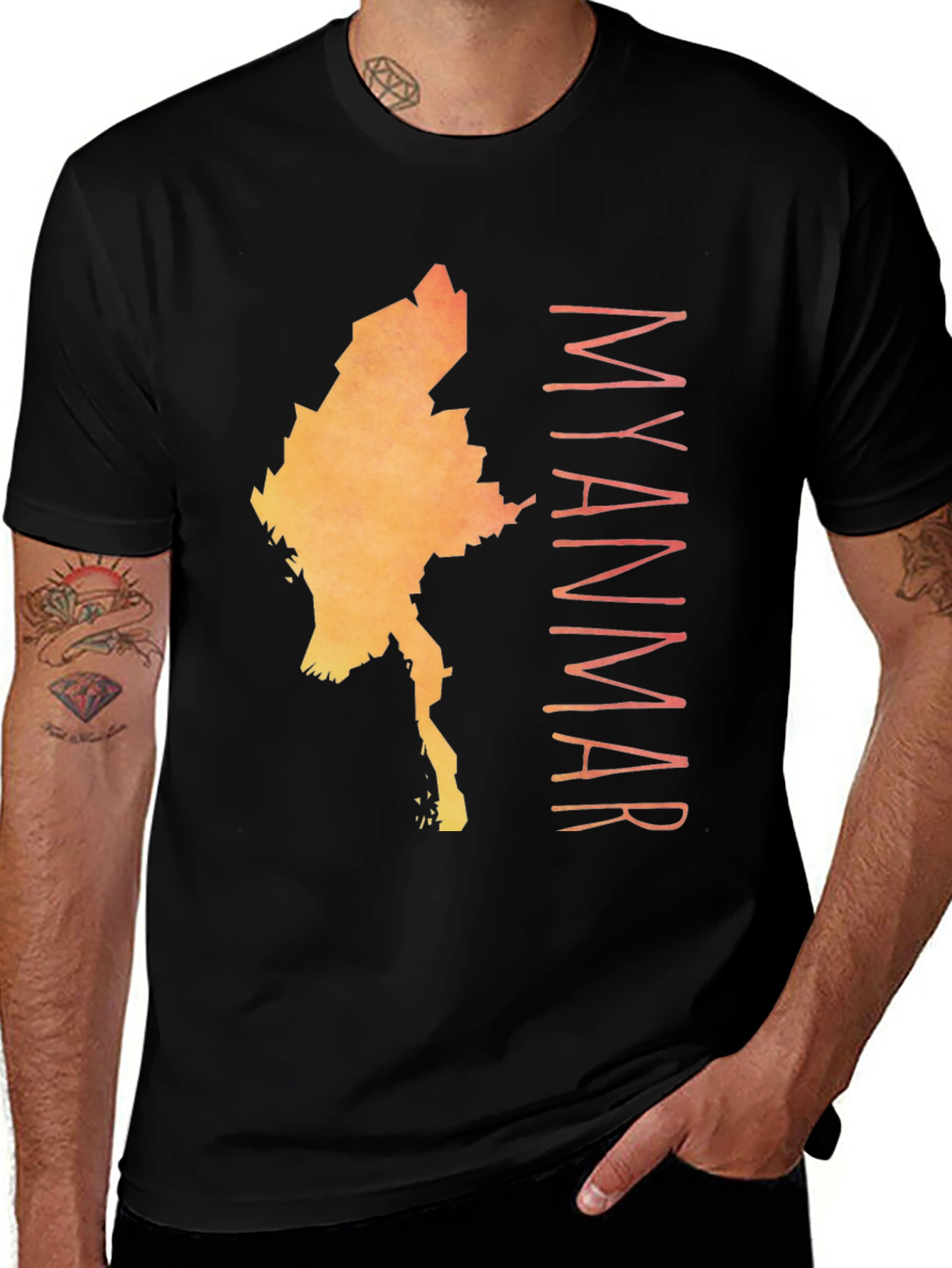 Myanmar Map Graphic T-Shirt