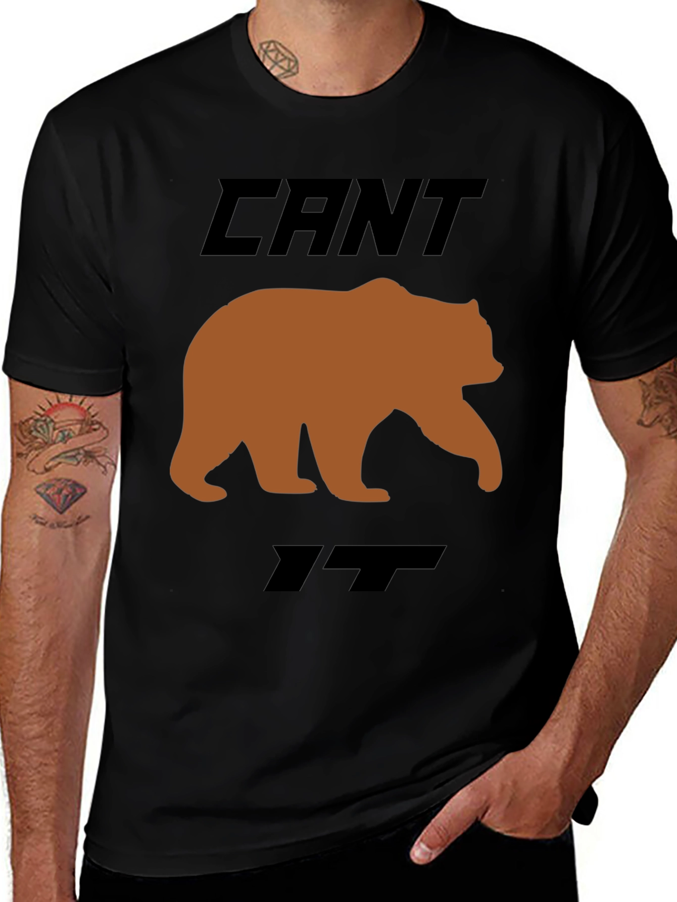 Black Can't Bear It Funny Graphic T-Shirt main image