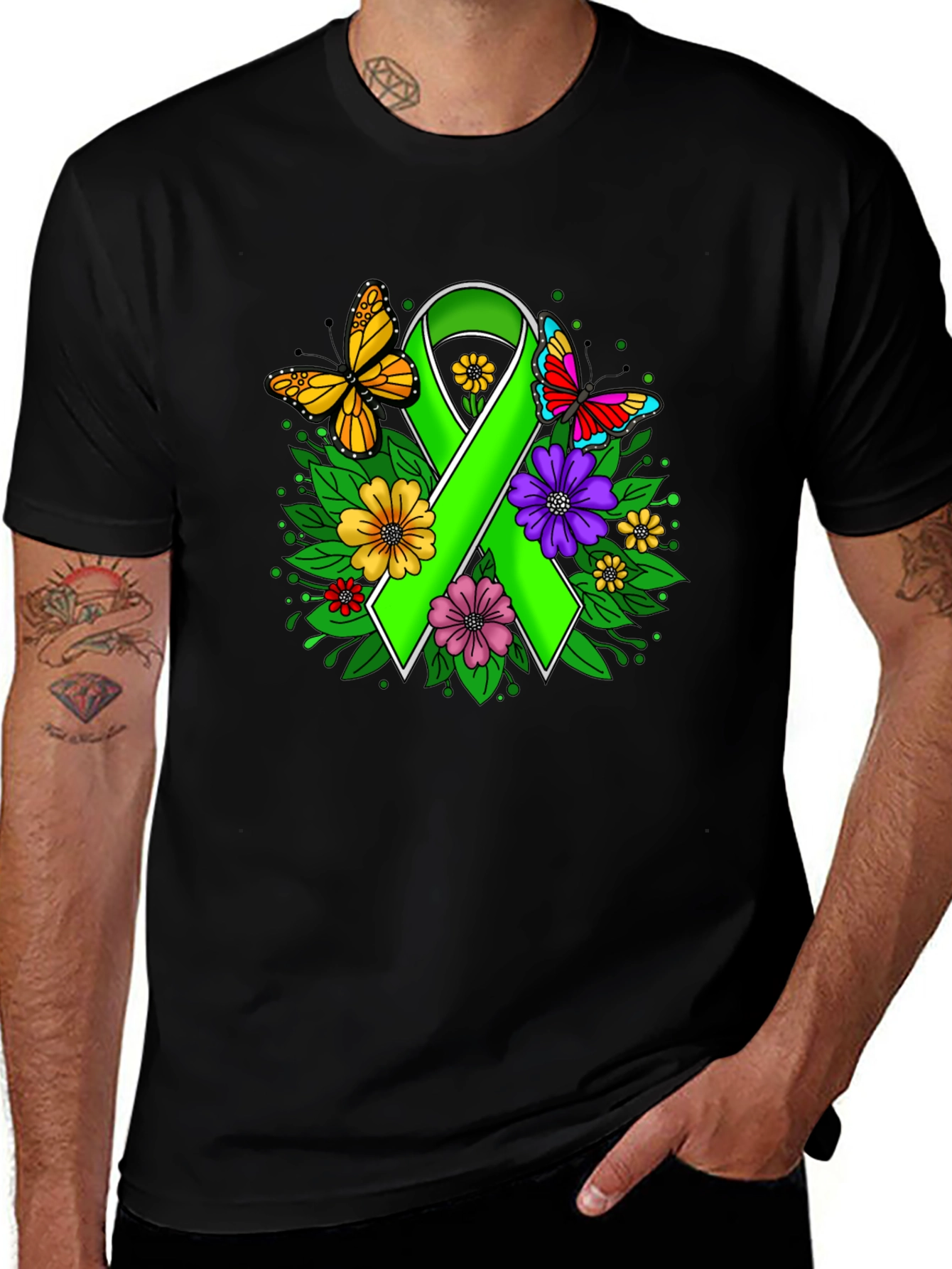 Variant 21 of Green Ribbon Butterfly Graphic Tee