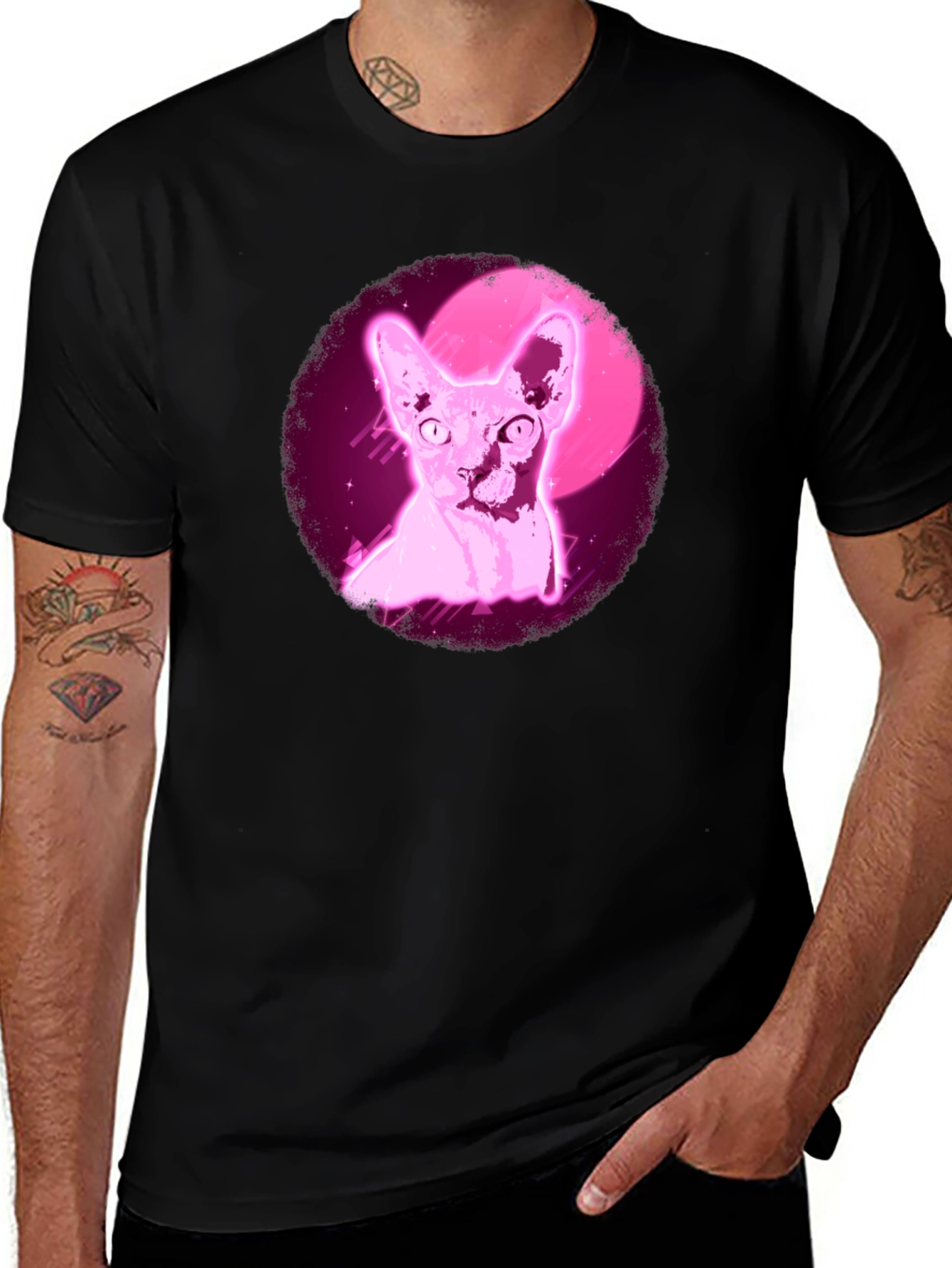 Variant 18 of Sphynx Cat T-Shirt - Retro Pink