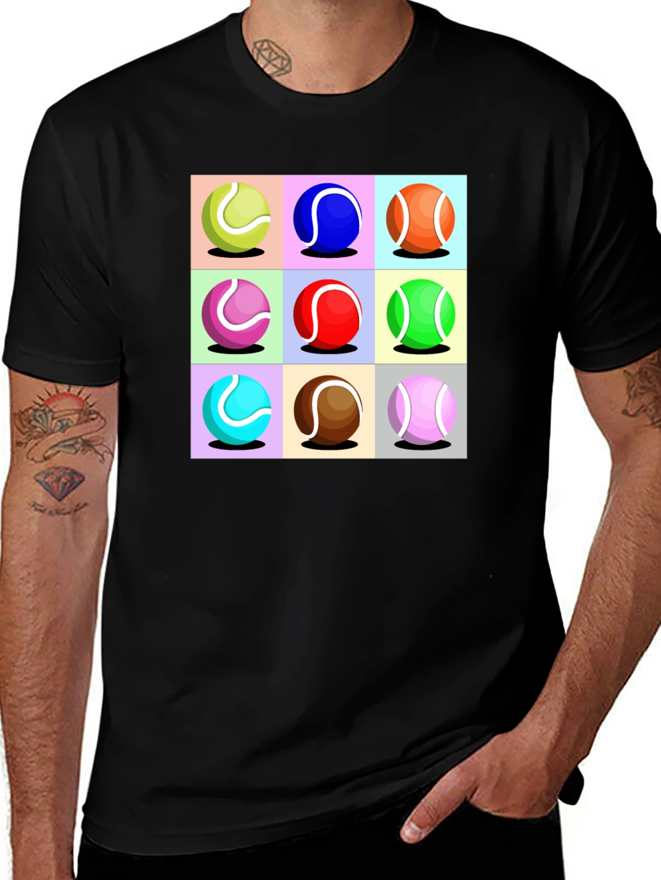 Variant 11 of Colorful Tennis Balls Graphic Tee Shirt