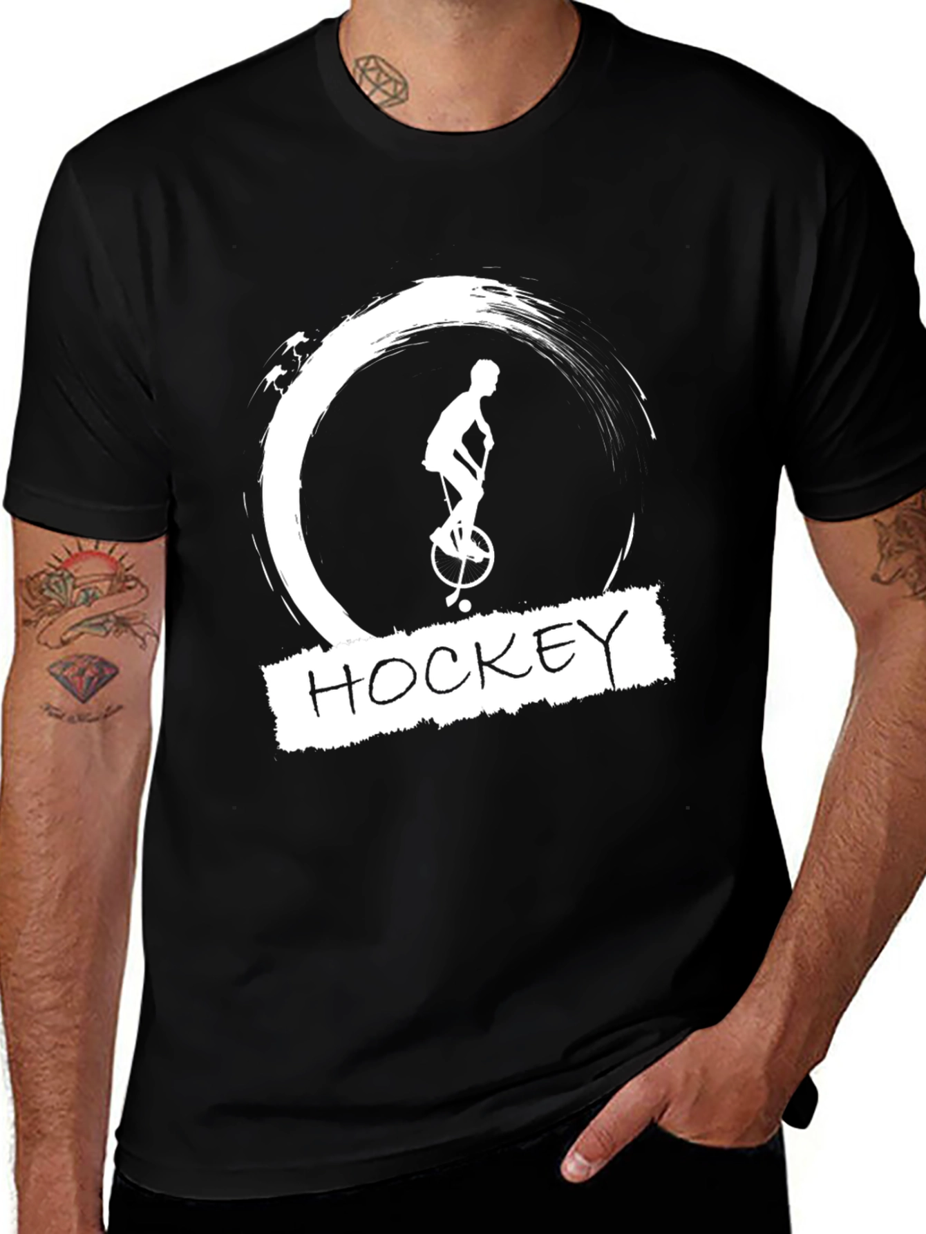Variant 10 of Hockey Unicycle Graphic Tee - Unique Black T-Shirt