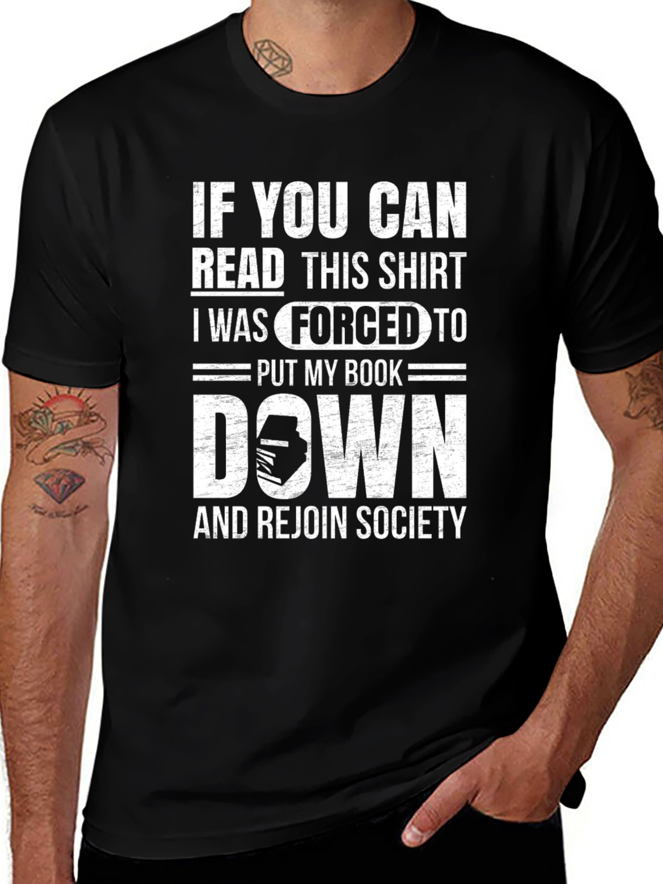 Variant 11 of Funny Book Lover T-Shirt - Forced to Rejoin Society