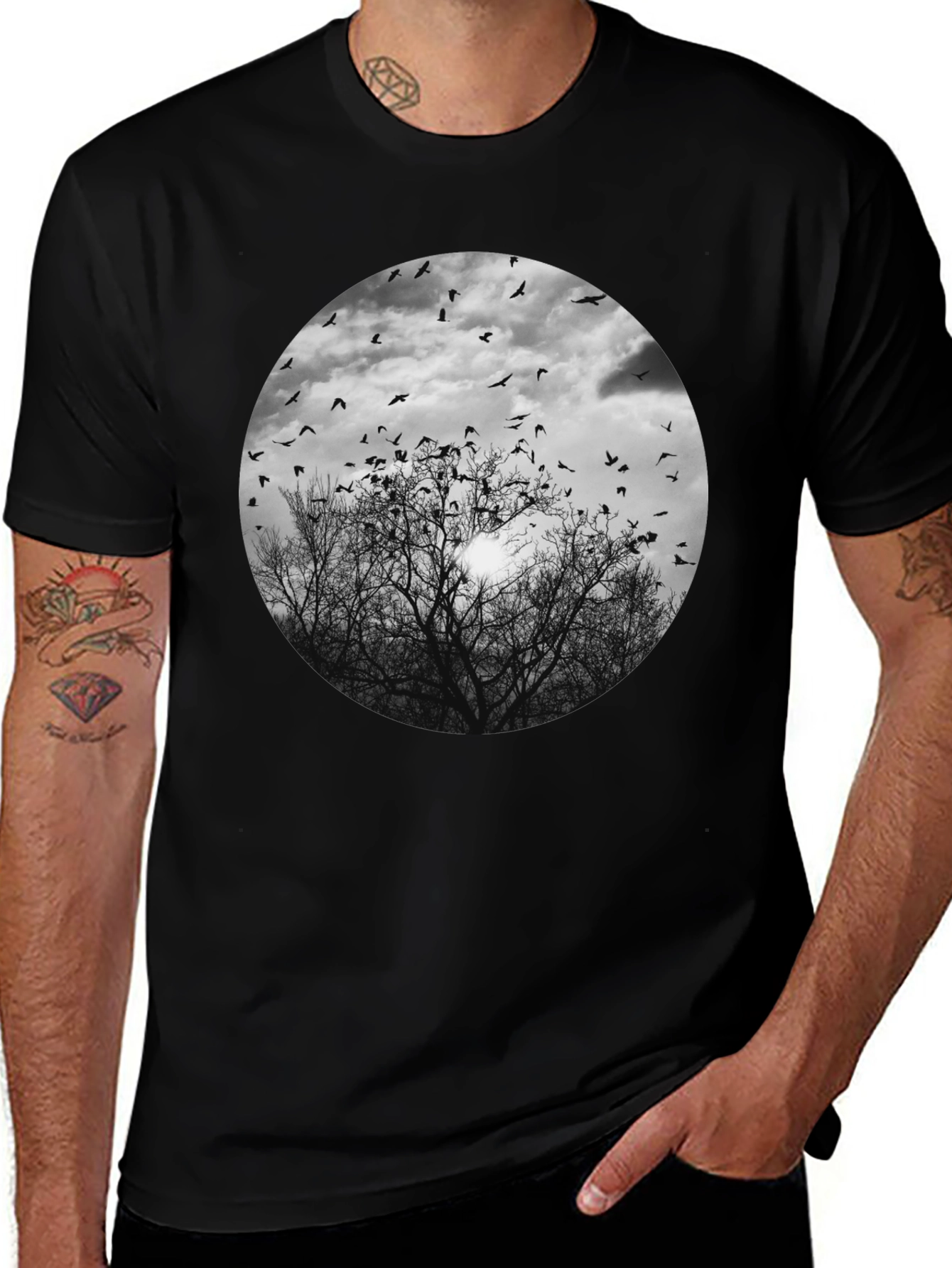 Variant 23 of Raven Tree Graphic Tee - Black