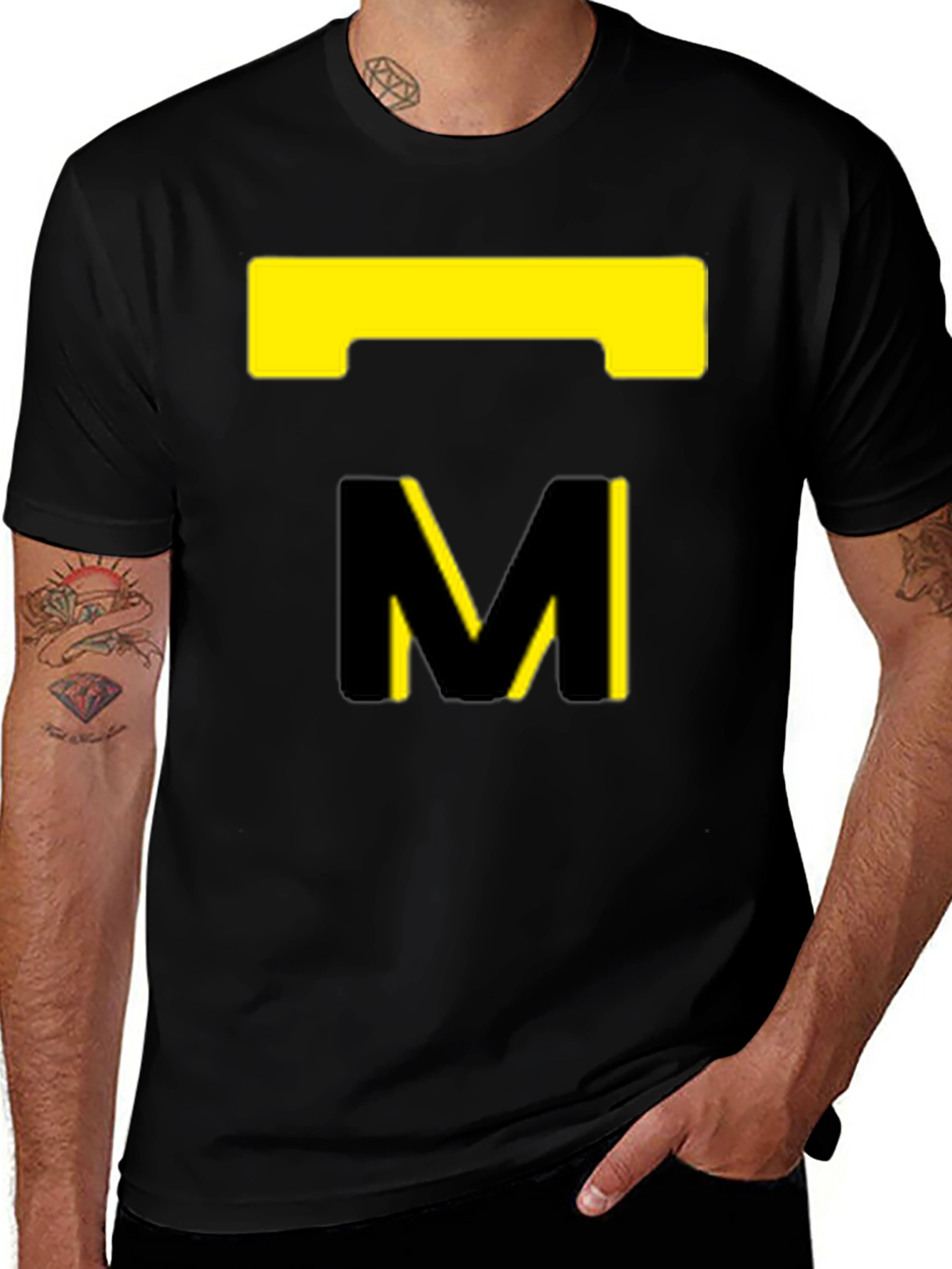Variant 17 of Modern Black T-Shirt with Abstract Yellow Design