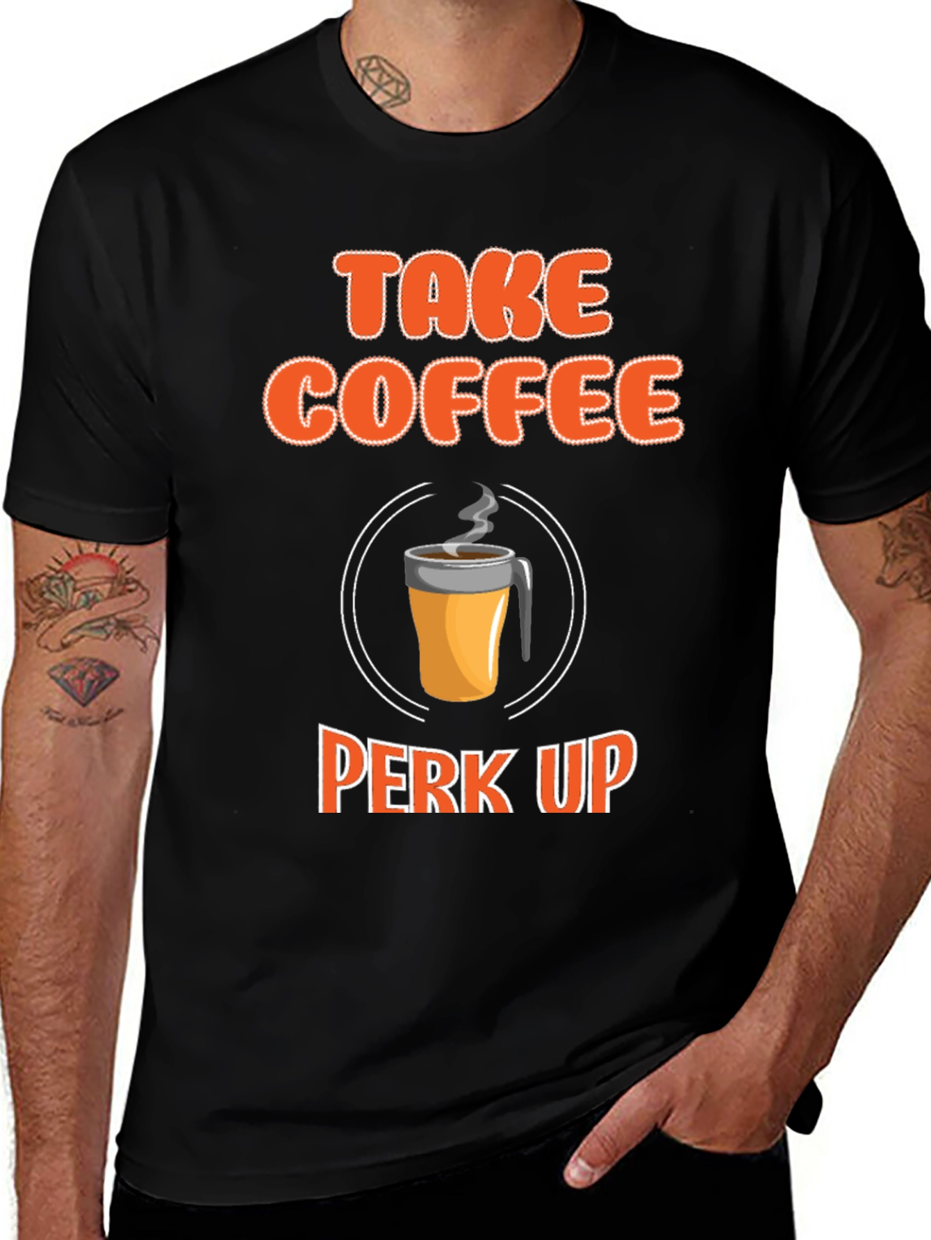 Variant 7 of Take Coffee Perk Up Black Graphic Tee