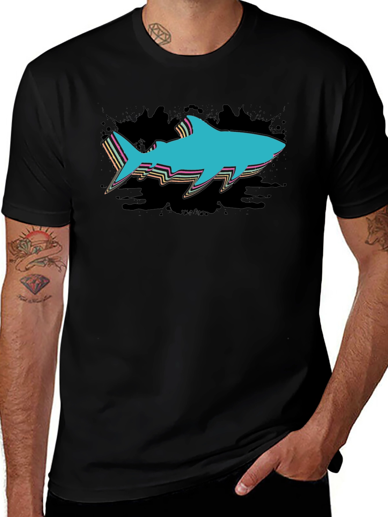 Variant 11 of Retro Shark Graphic Tee - Black