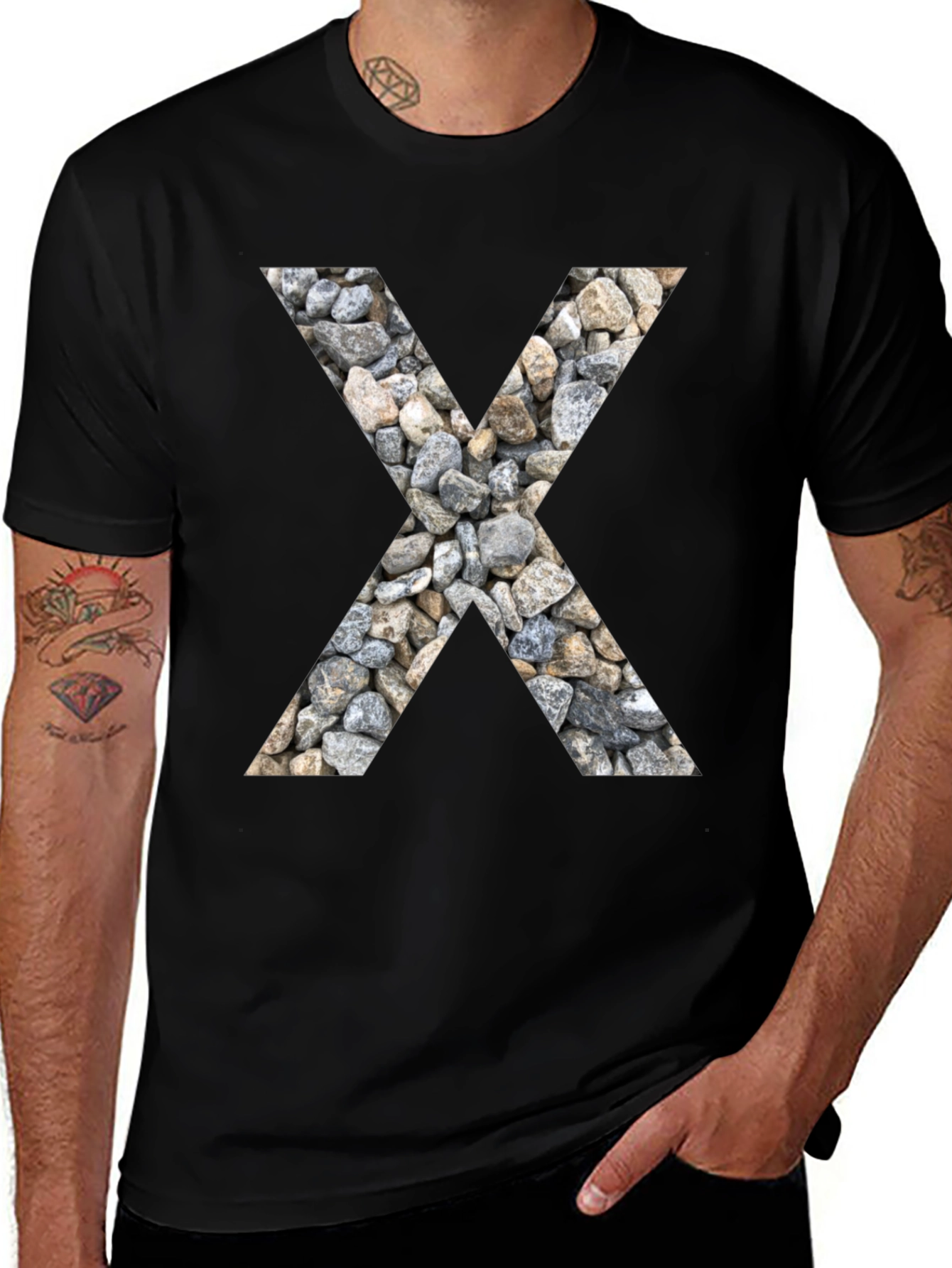 Variant 25 of Stone Letter 'X' Graphic Tee - Modern Casual Style