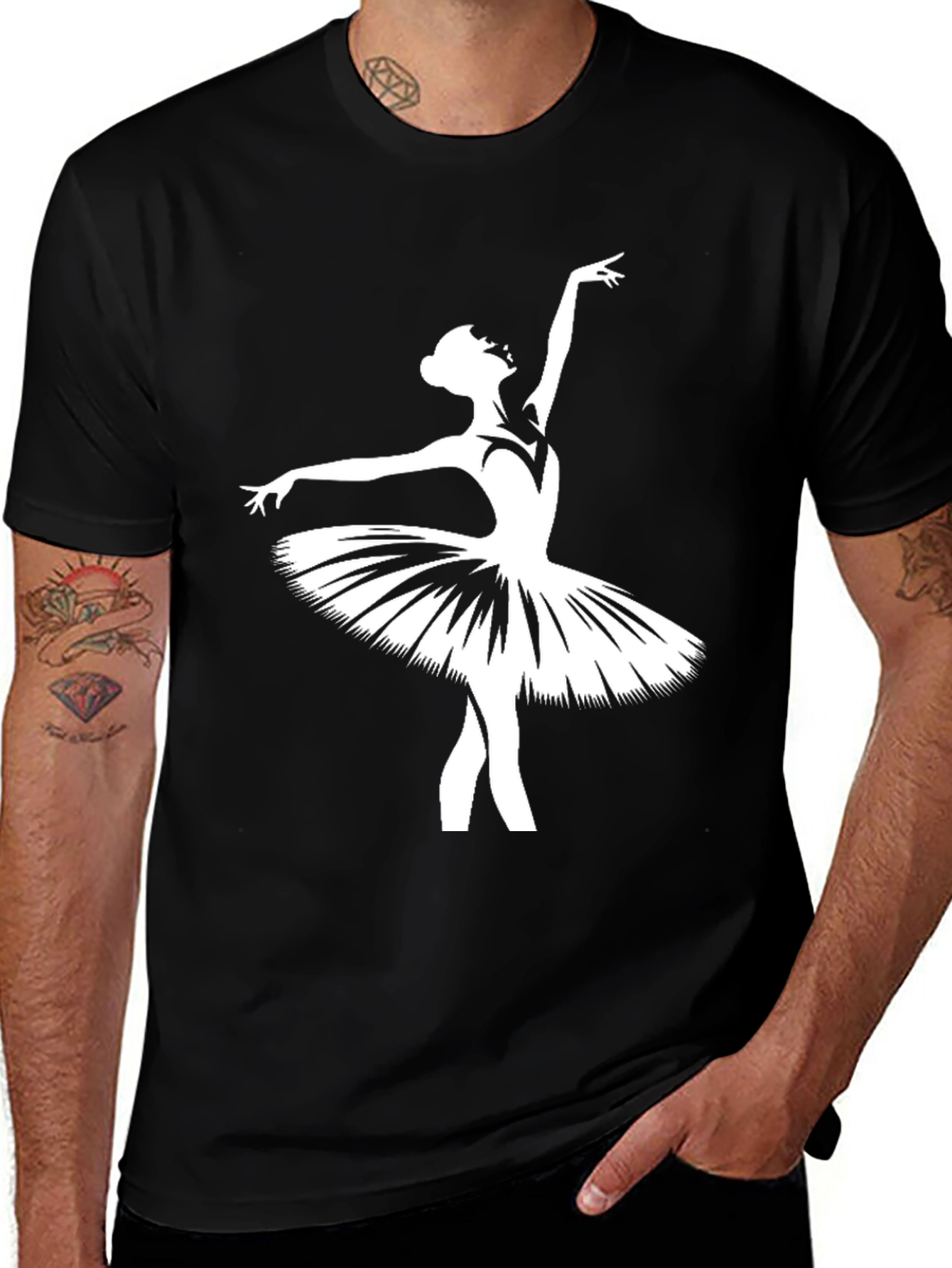 Variant 19 of Ballerina Graphic Tee - Black Cotton Blend