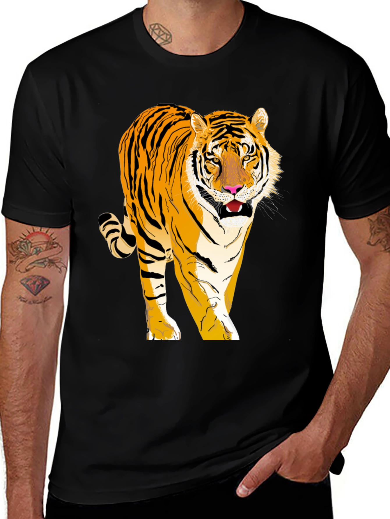 Variant 10 of Tiger Graphic Tee - Black Cotton Blend T-Shirt