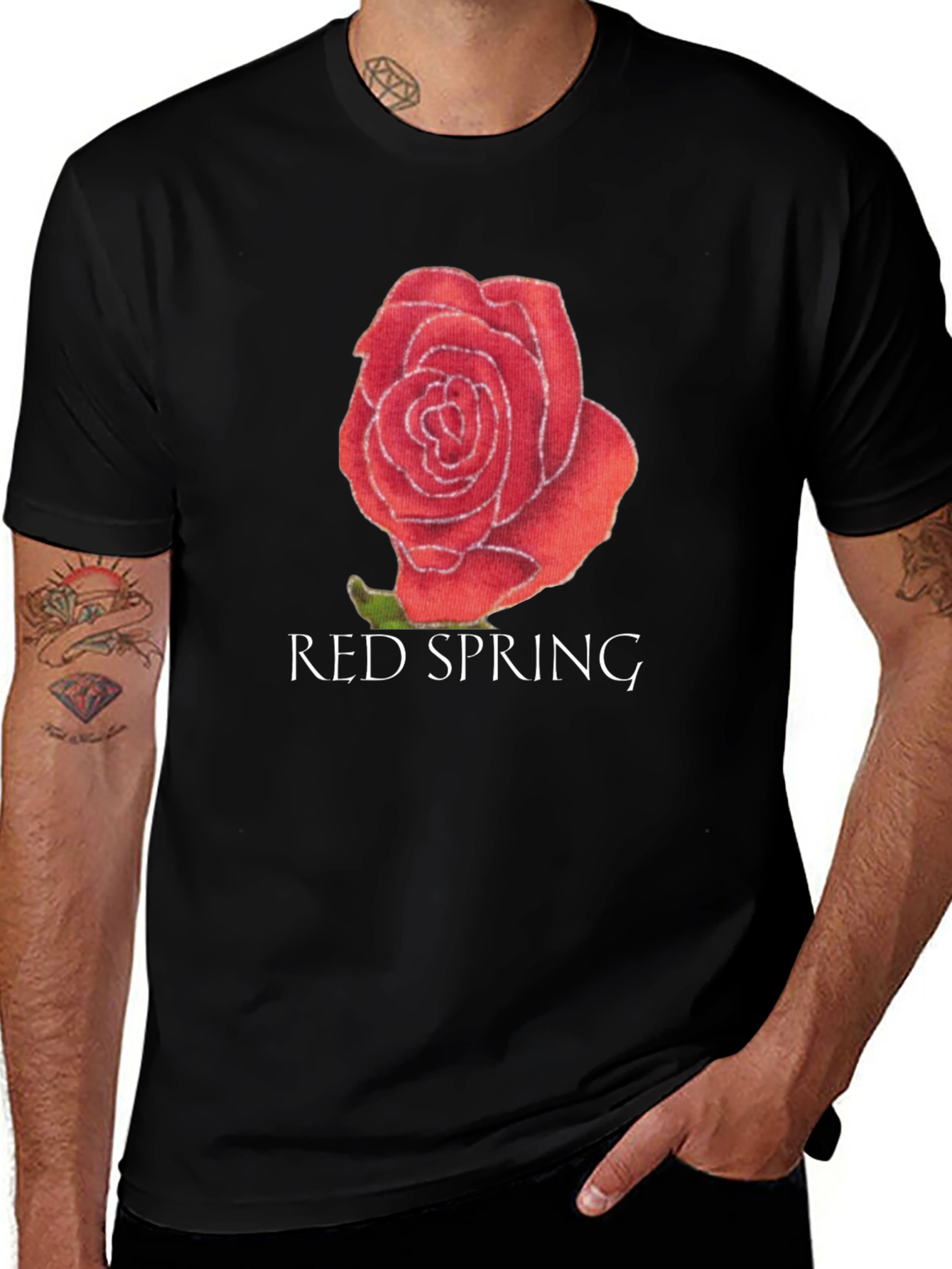Variant 28 of Red Spring Rose T-Shirt - Elegant Floral Design