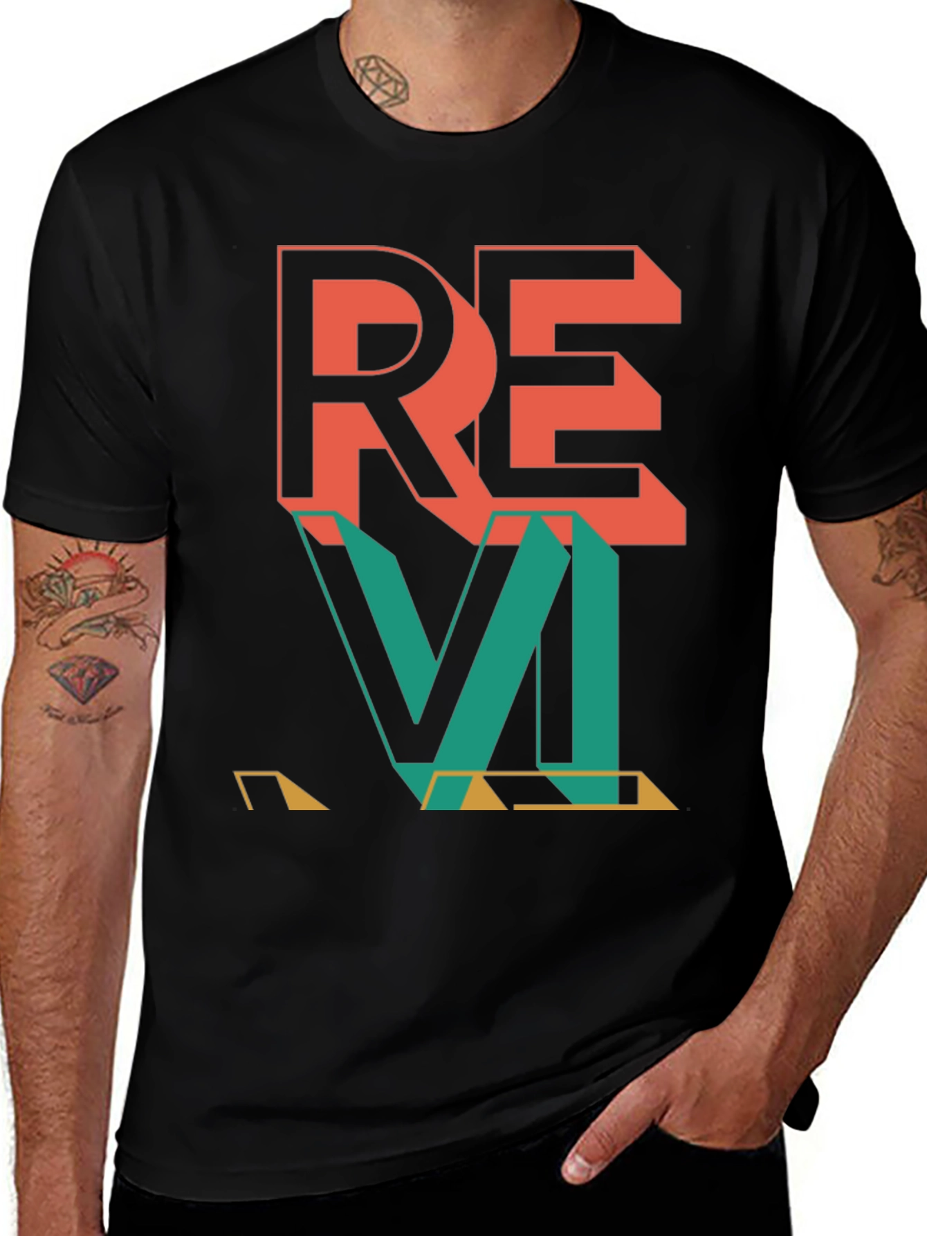 Variant 7 of Retro Geometric Graphic Print Tee