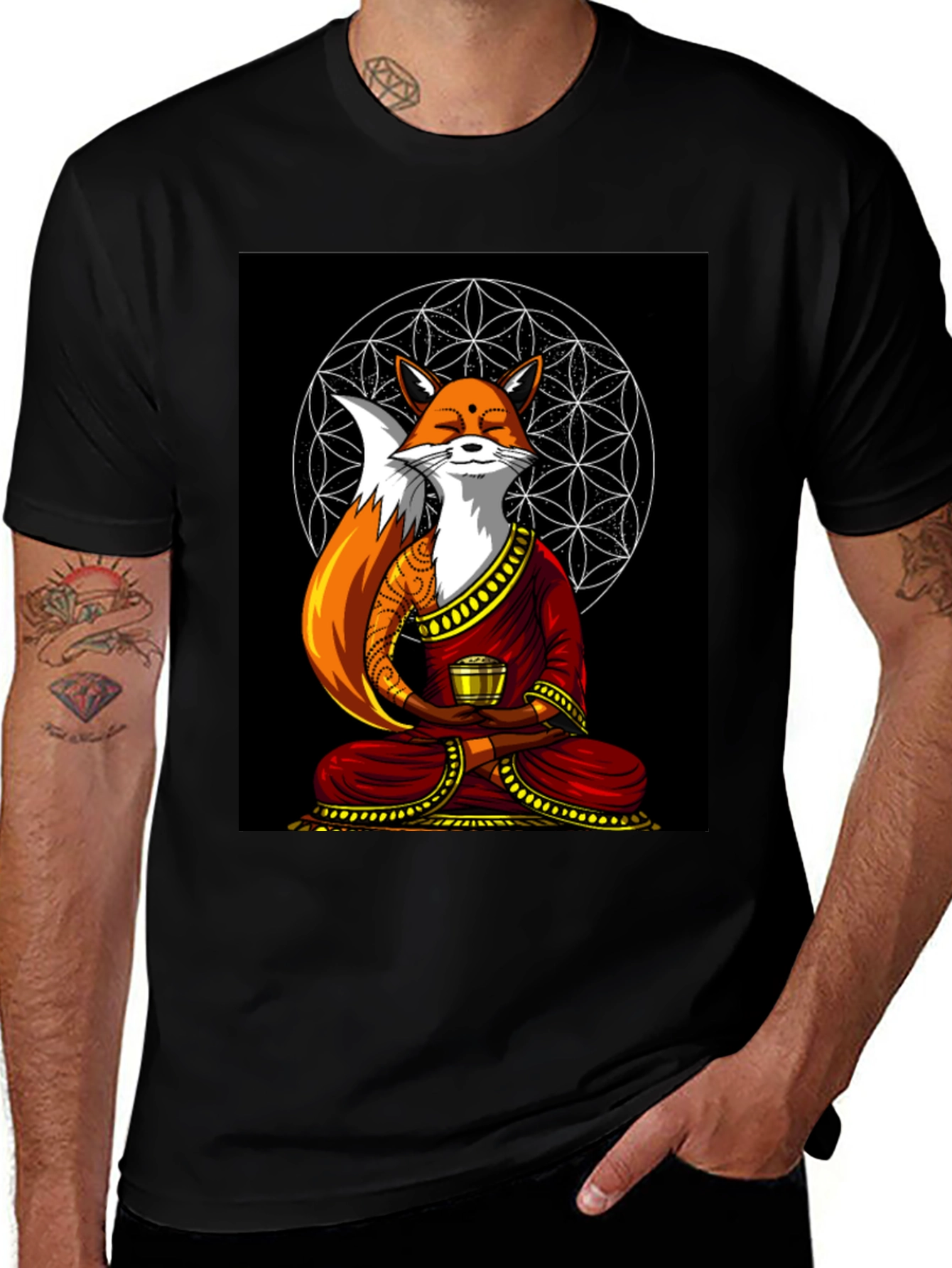 Variant 3 of Zen Fox T-Shirt - Meditating Design