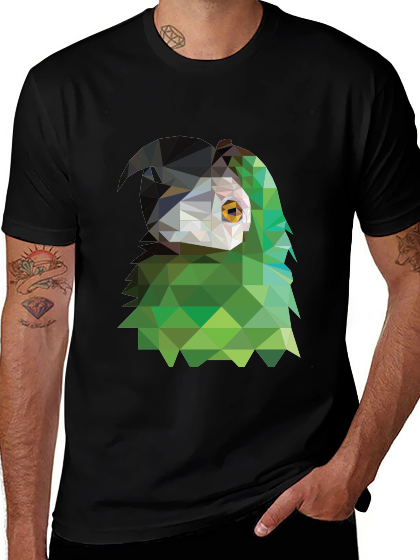Variant 10 of Geometric Parrot Graphic Tee - Black T-Shirt