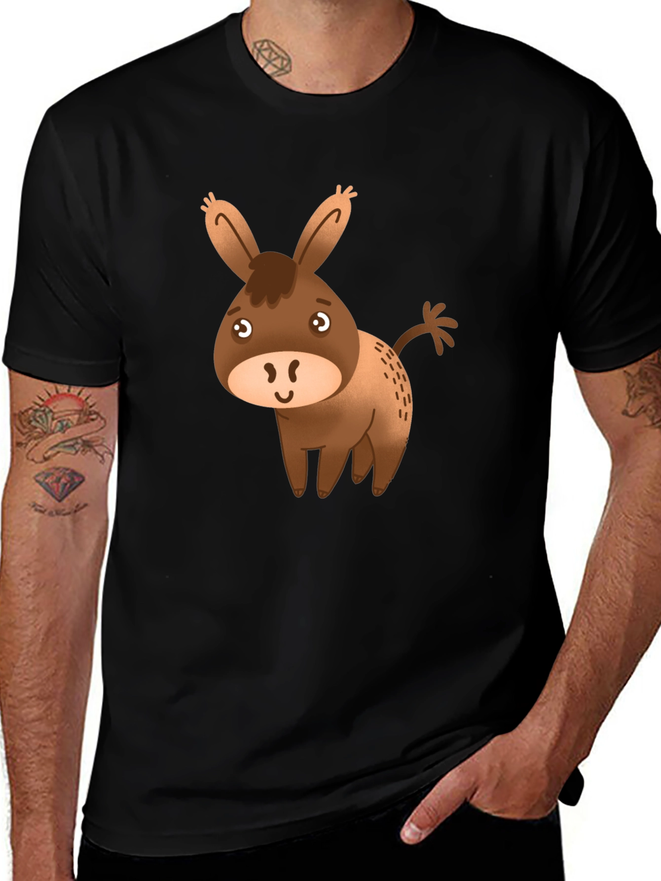 Variant 11 of Cute Donkey Graphic Tee - Black Cotton Blend
