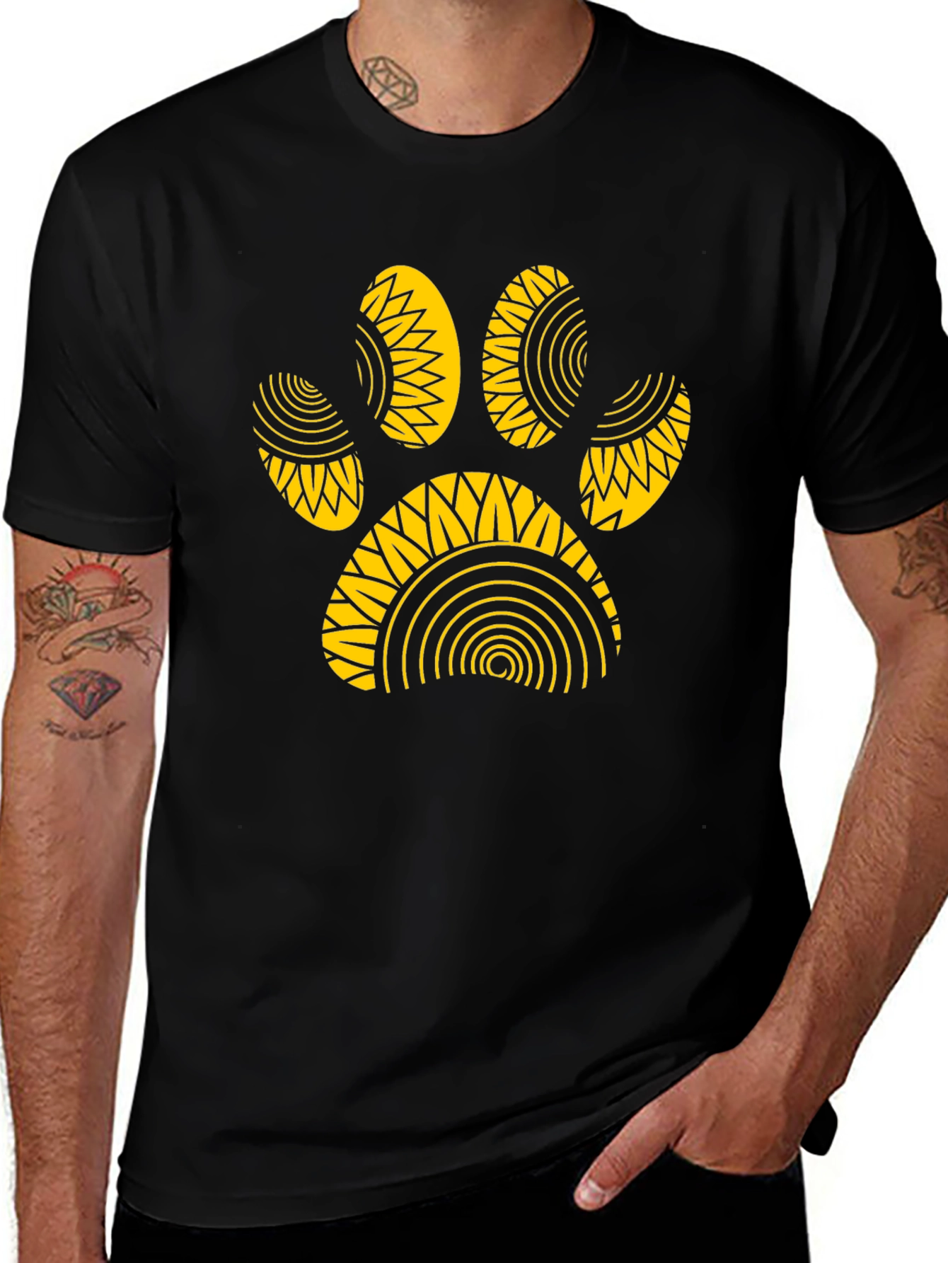 Variant 16 of Black T-Shirt with Gold Paw Print