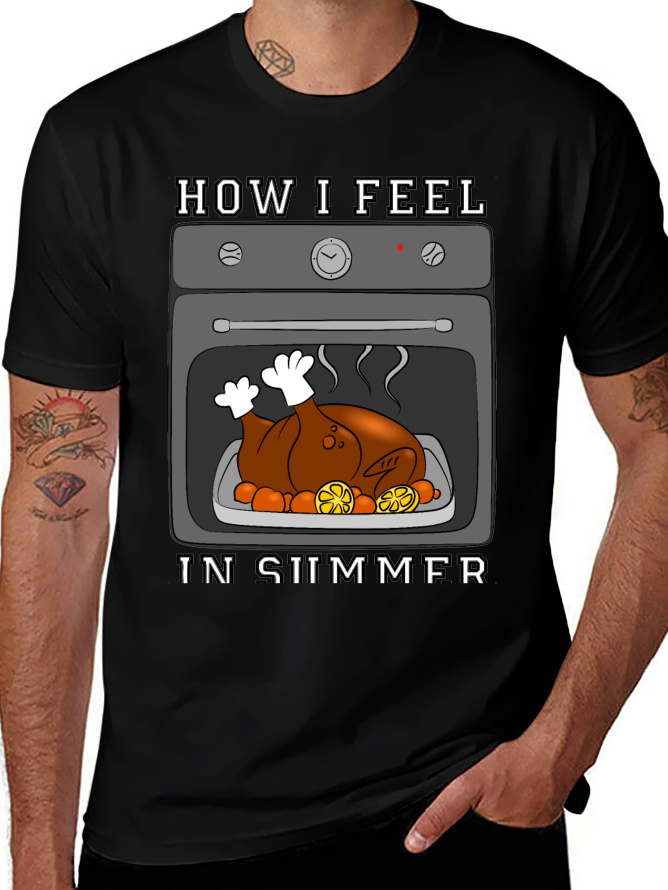 Variant 19 of Humorous Summer T-Shirt - Roasted Turkey in Oven