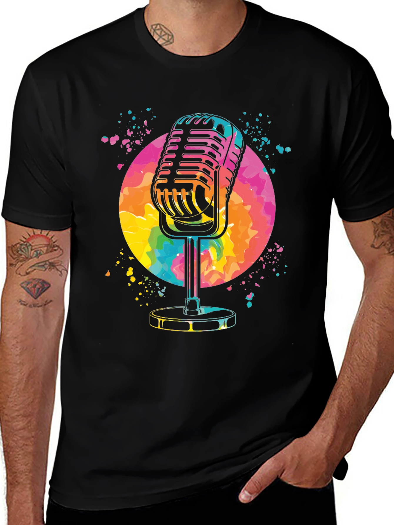 Variant 18 of Retro Microphone Graphic Tee - Vibrant Design